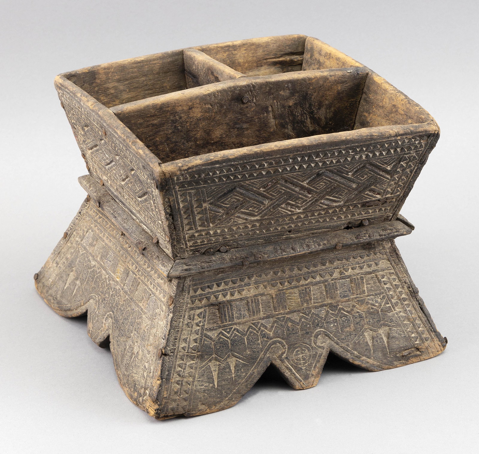 INDO-PERSIAN WOODEN BOX 19th Century or Earlier Height 7”. Width 8”. Depth 8”. (1 of 2)