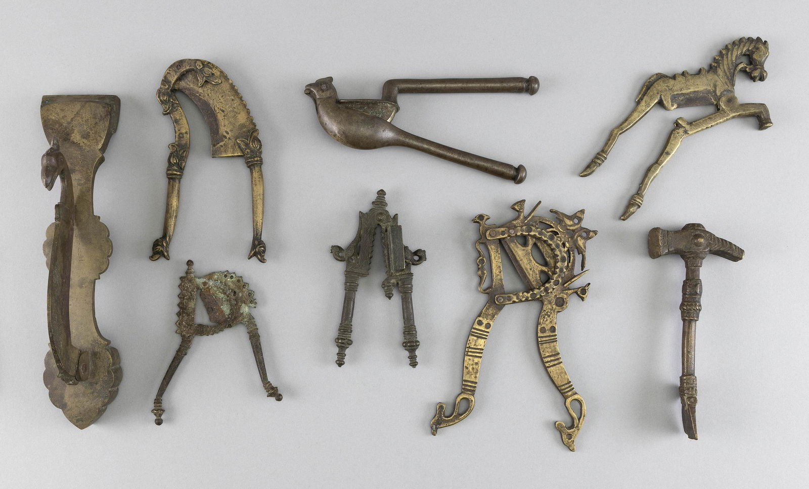 EIGHT BRASS NUTCRACKERS Mostly 19th Century Lengths from 4.5” to 10.75”. (1 of 1)