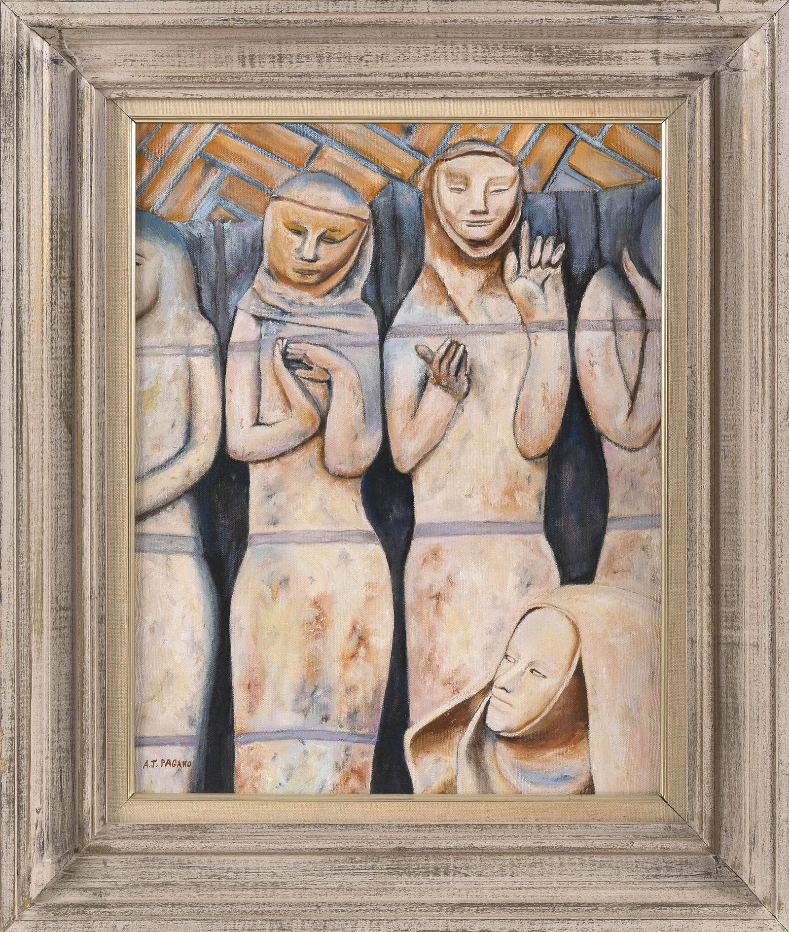 A.J. PAGANO (America, Late 20th Century), Figural study., Oil on canvas, 18" x 14". Framed 25" x (1 of 2)