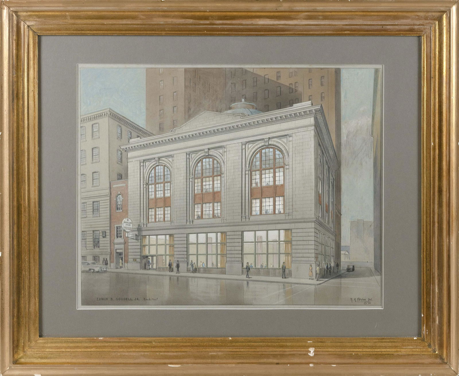 RICHMOND K. FLETCHER (Massachusetts, 1885-1965), Architectural drawing, possibly a building in (1 of 2)