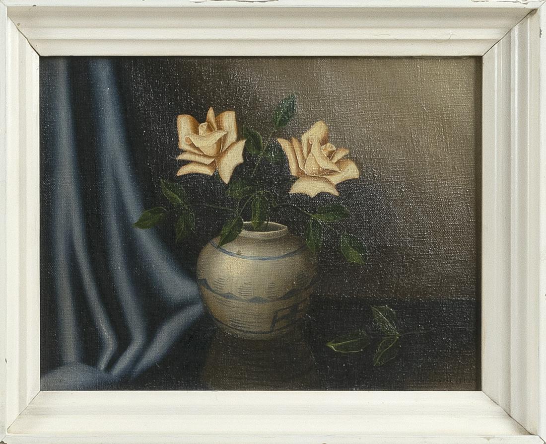 NICOLAAS BRUYNESTEYN (The Netherlands, 1893-1950), Still life of roses in a ginger jar., Oil on (1 of 1)