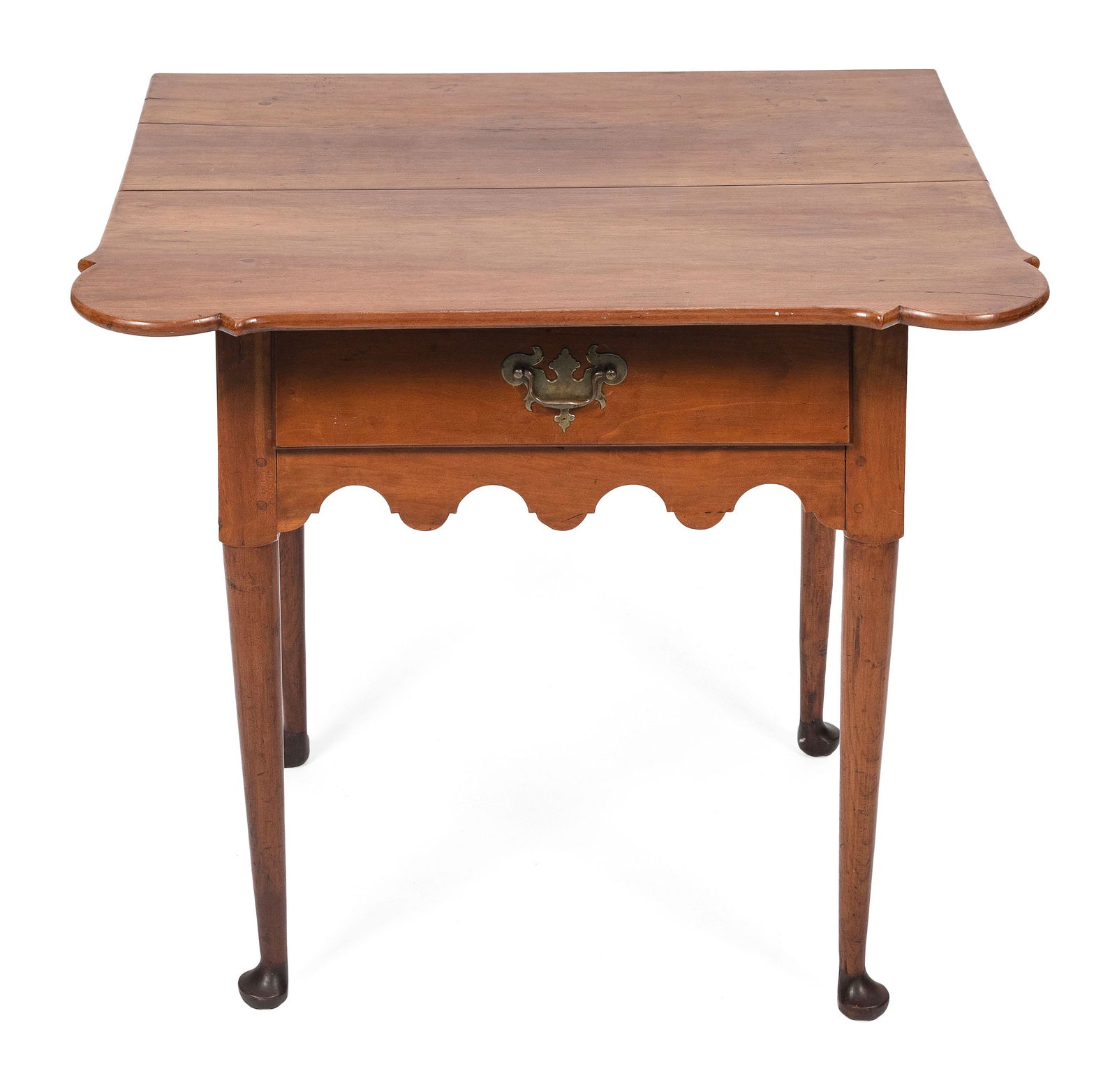 QUEEN ANNE ONE-DRAWER TAVERN TABLE New England, Mid-18th Century Height 26.25”. Width 29” (1 of 1)