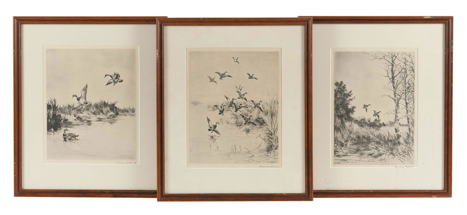 ROLAND CLARK (Connecticut, 1847-1957), Three photomechanical lithographs: "The Birches", " A Memory" (1 of 2)