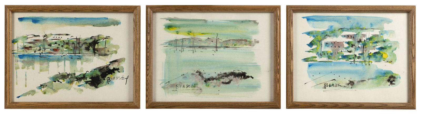 ALFRED BIRDSEY (Bermuda, 1912-1996), Three Bermuda harbor views., Watercolors on paper, 9” x (1 of 2)