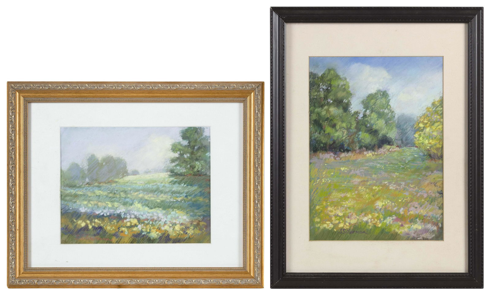 SUSAN SILVERMAN FINK (New York, 20th Century), Two landscapes of Cornwall Meadow, New York., Pastels (1 of 2)