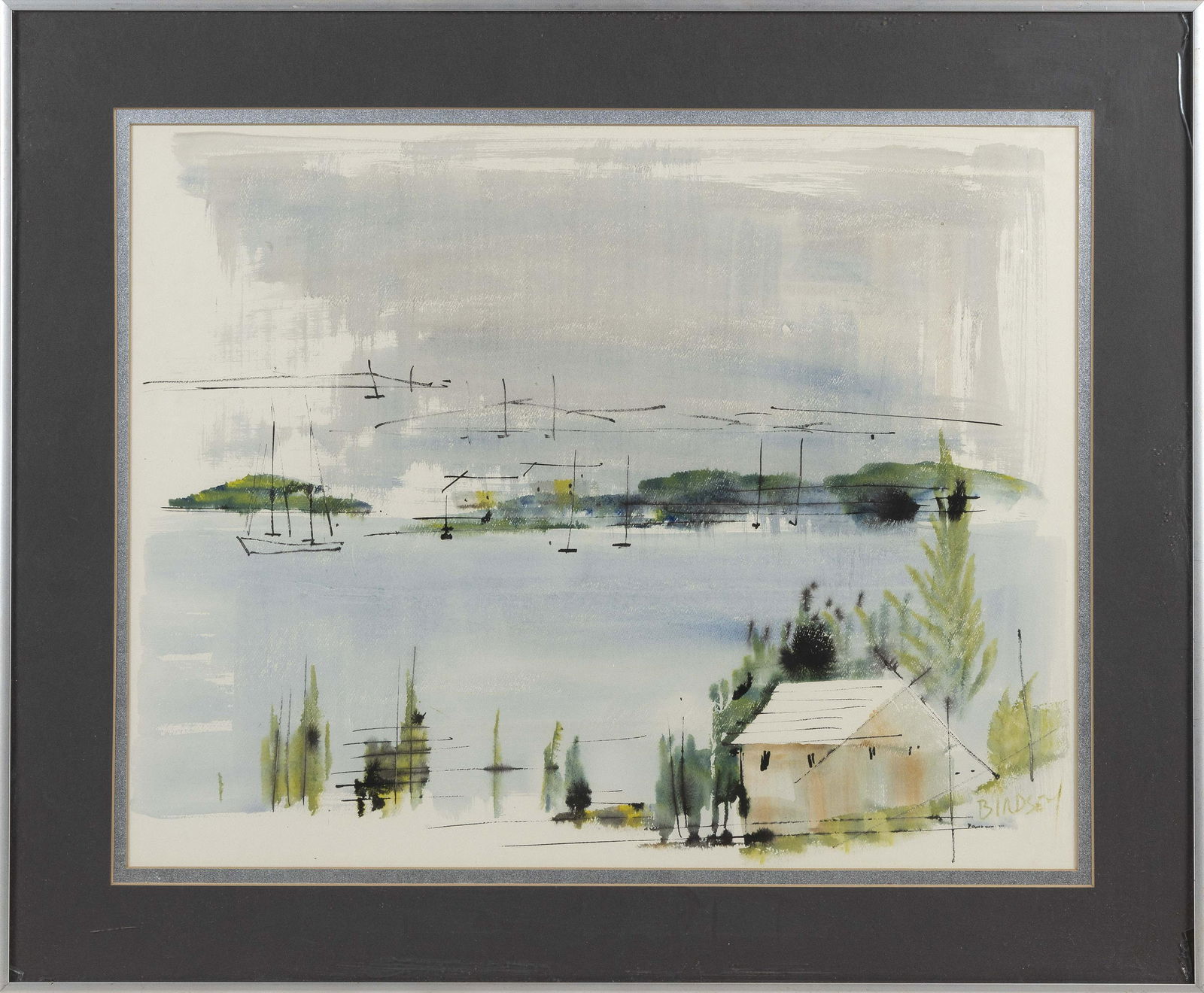 ALFRED BIRDSEY (Bermuda, 1912-1996), Bermuda harbor scene., Watercolor on paper, 17” x (1 of 2)