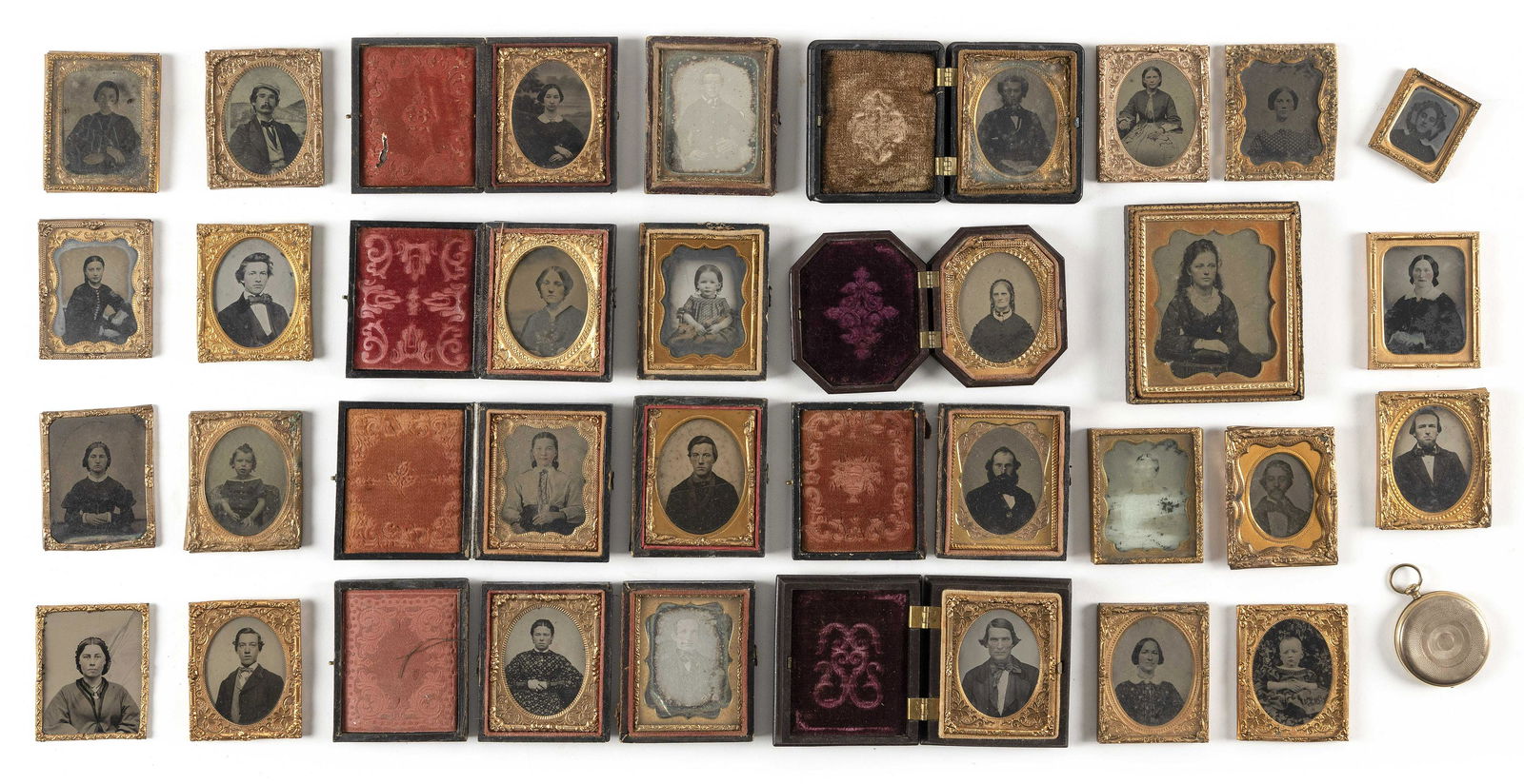 APPROX. THIRTY DAGUERREOTYPES AND TINTYPES 19th Century From 1.5” x 2” to 3.5” x (1 of 1)