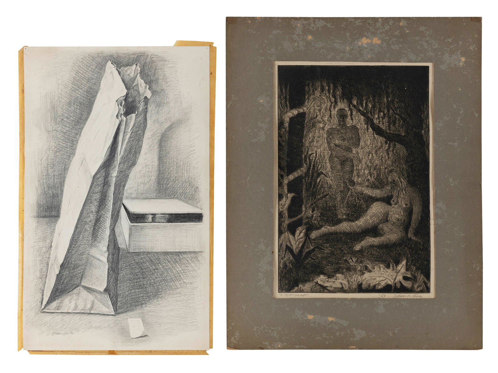 FRANK MANCUSO (Pennsylvania, Mid-20th Century), Two works:, Both unframed. (1 of 1)