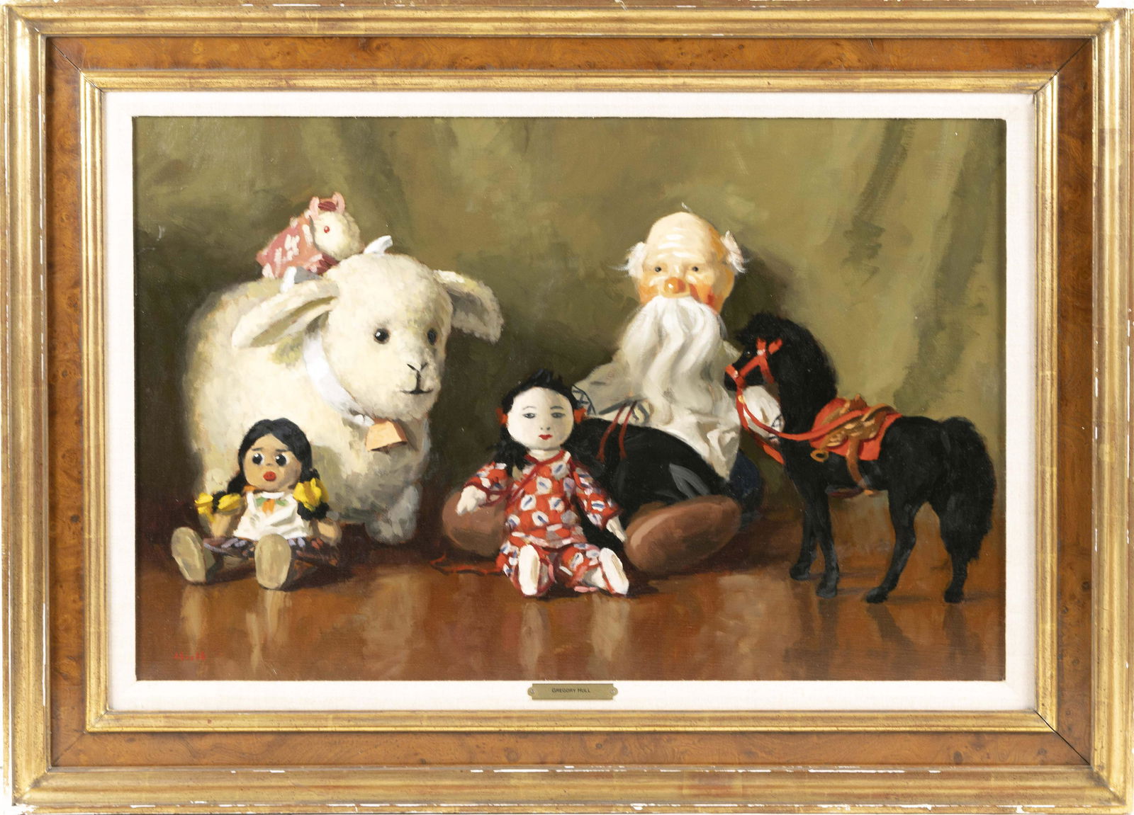 GREGORY STEWART HULL (Arizona, b. 1950), Still life of toys and dolls., Oil on canvas, 20" x 30". (1 of 2)