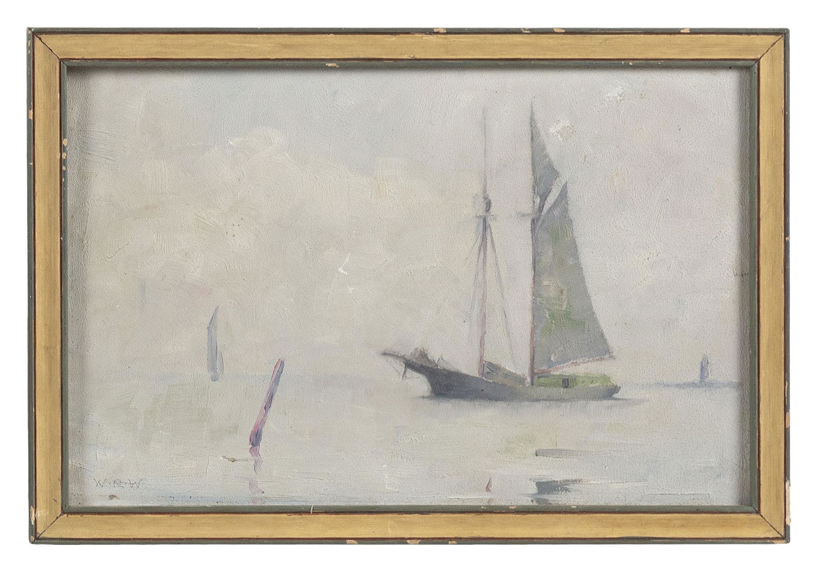 WILLIAM RUSSELL WHITMORE (New York/Connecticut, 1861-1917), Ship off the coast., Oil on board, 6" x (1 of 2)