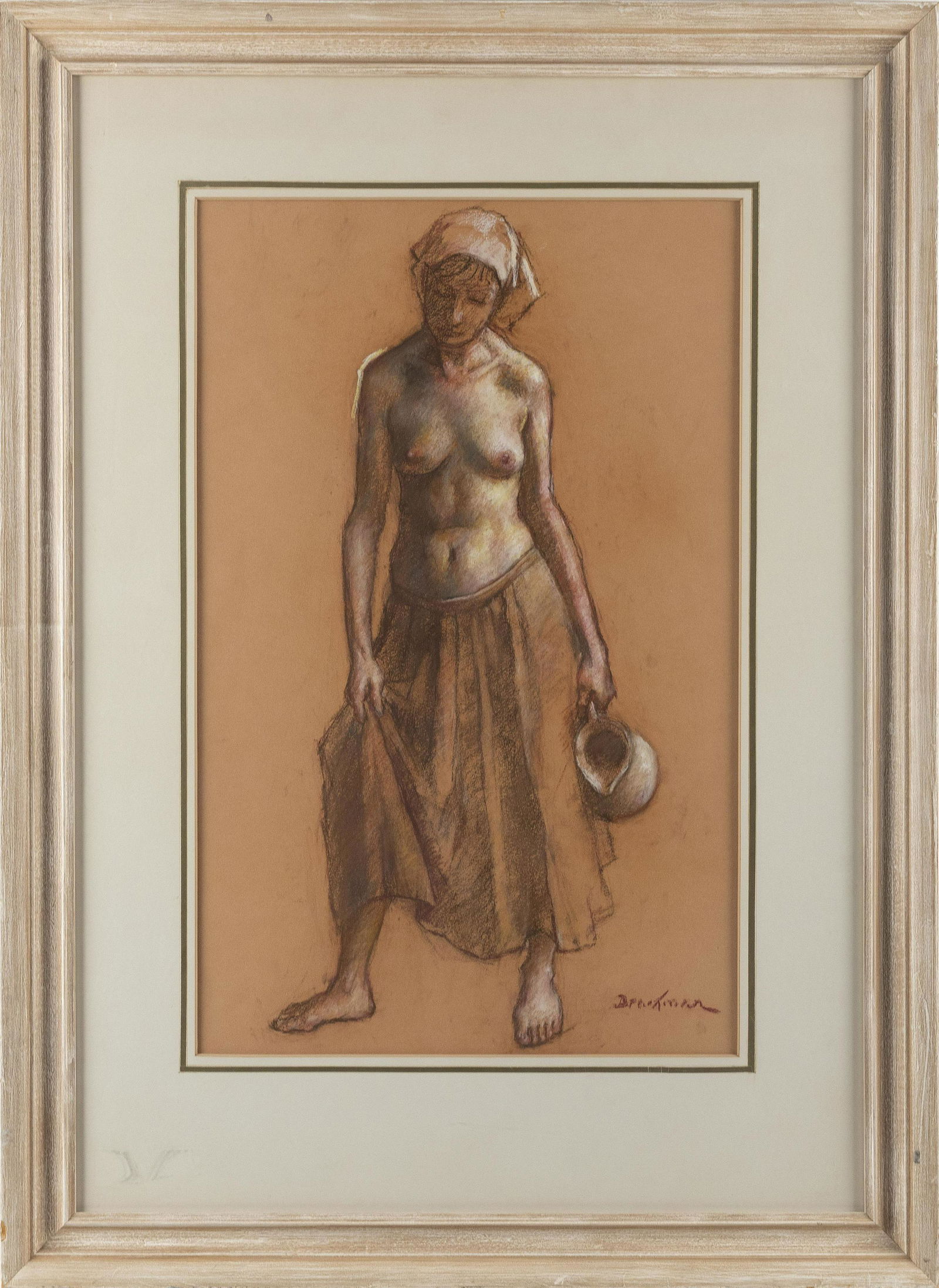 ROBERT BRACKMAN (New York/Connecticut, 1898-1980), Topless female figure., Pastel on paper, 23" x (1 of 2)