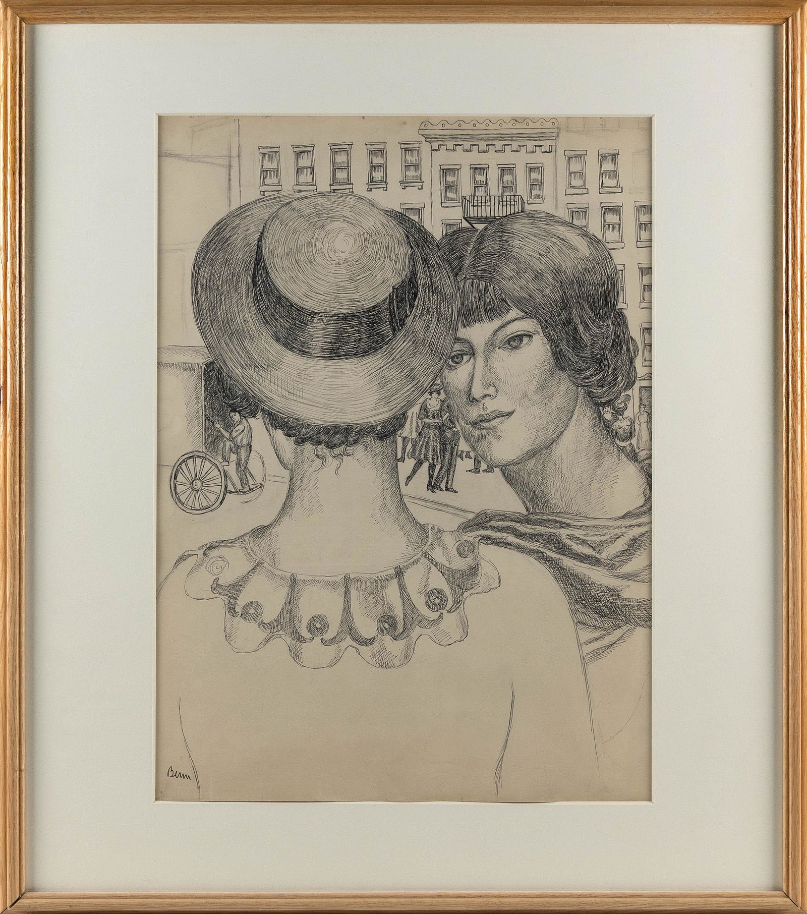 BEN BENN (New York/Connecticut/Russia, 1884-1983), Portrait of two women., Mixed media on paper,: BEN BENNNew York/Connecticut/Russia, 1884-1983Portrait of two women. Signed lower left "Benn".Mixed media on paper, 25.5" x 18". Framed 34" x 29.5". Dimensions: Mixed med