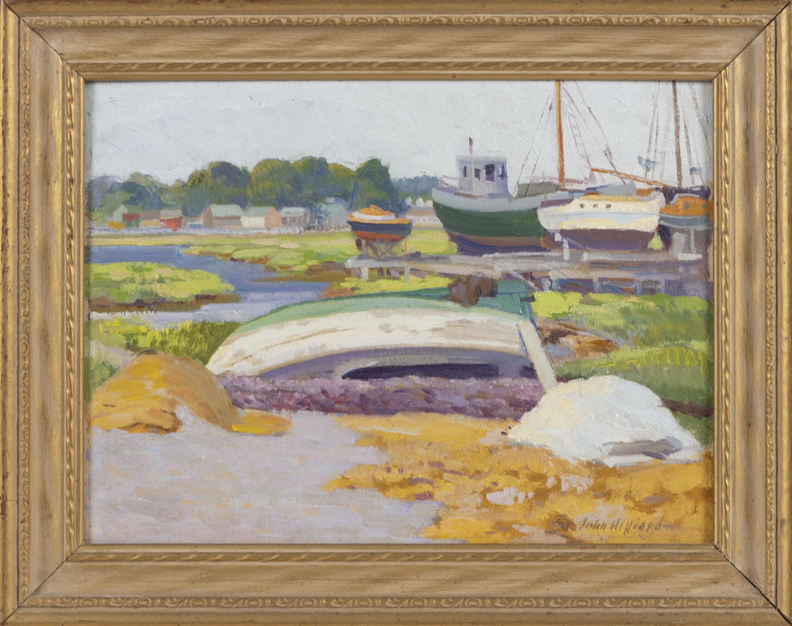 F. JOHN HILLIARD (Massachusetts/Vermont, 1886-), "Scituate Motif"., Oil on canvas board, 9" x 12". (1 of 2)