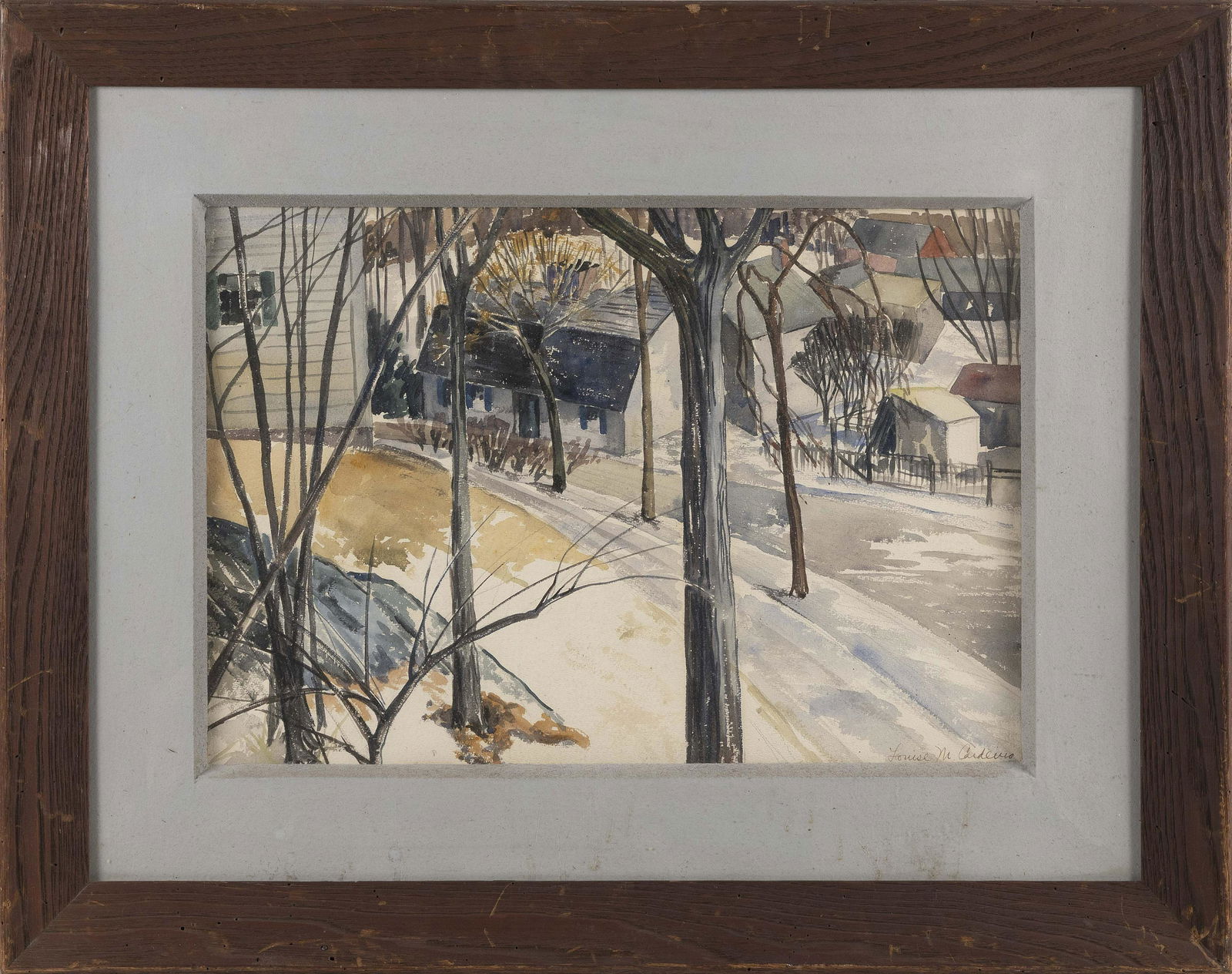 AMERICAN SCHOOL (20th Century,), Street scene with houses., Watercolor on paper, 14.5" x 21" sight. (1 of 2)