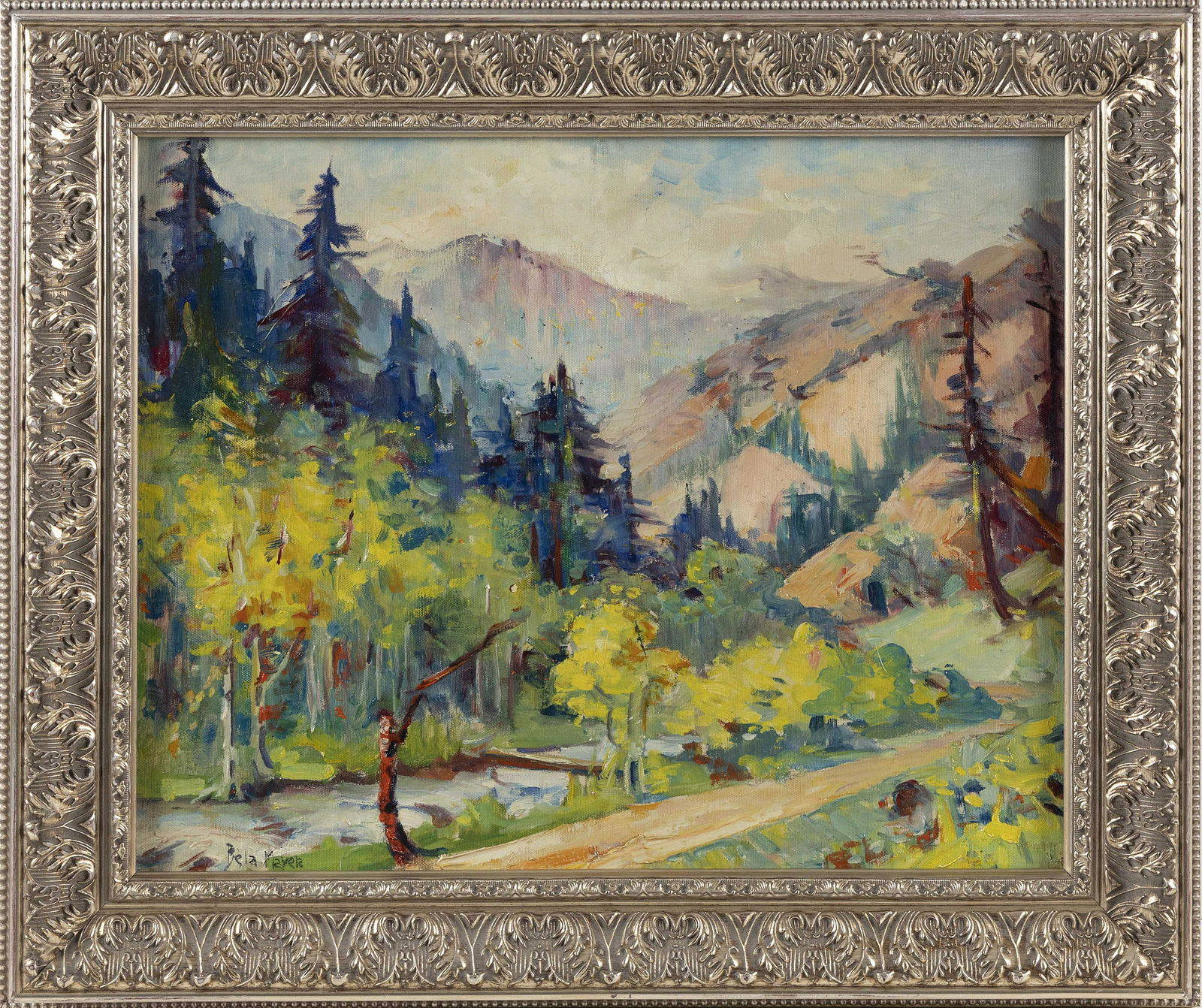 PETER BELA MAYER (New York/Hungary, 1887-1993), "Spring in the Mountains"., Oil on canvas, 16" x (1 of 2)