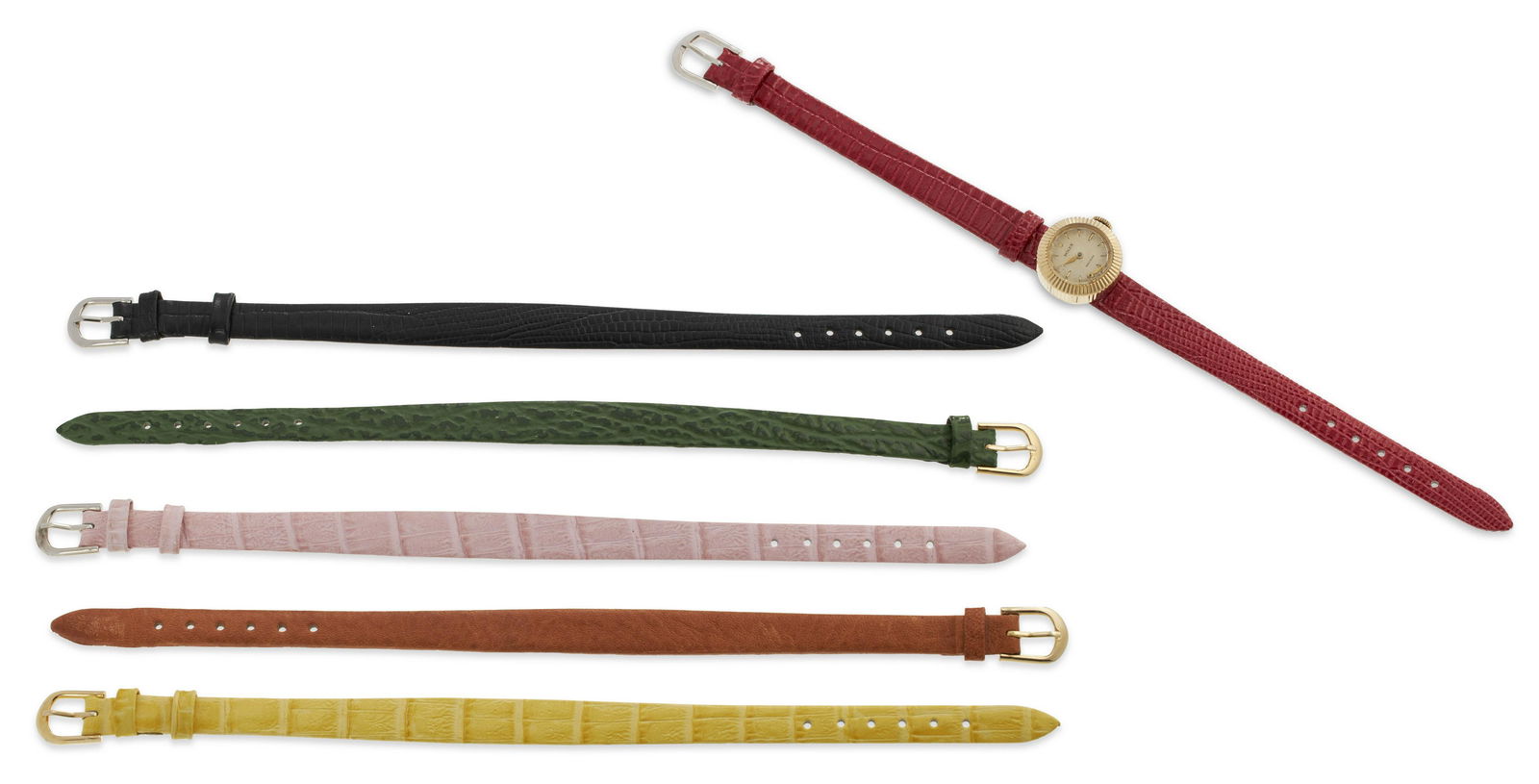 ROLEX CHAMELEON 18KT YELLOW GOLD WATCH: ROLEX CHAMELEON 18KT YELLOW GOLD WATCH (NO RESERVE*) (* To be sold with no reserve above starting bid). Mechanical; minute hand not attached. Interchangeable leather bands. Length 8”.(* To be so