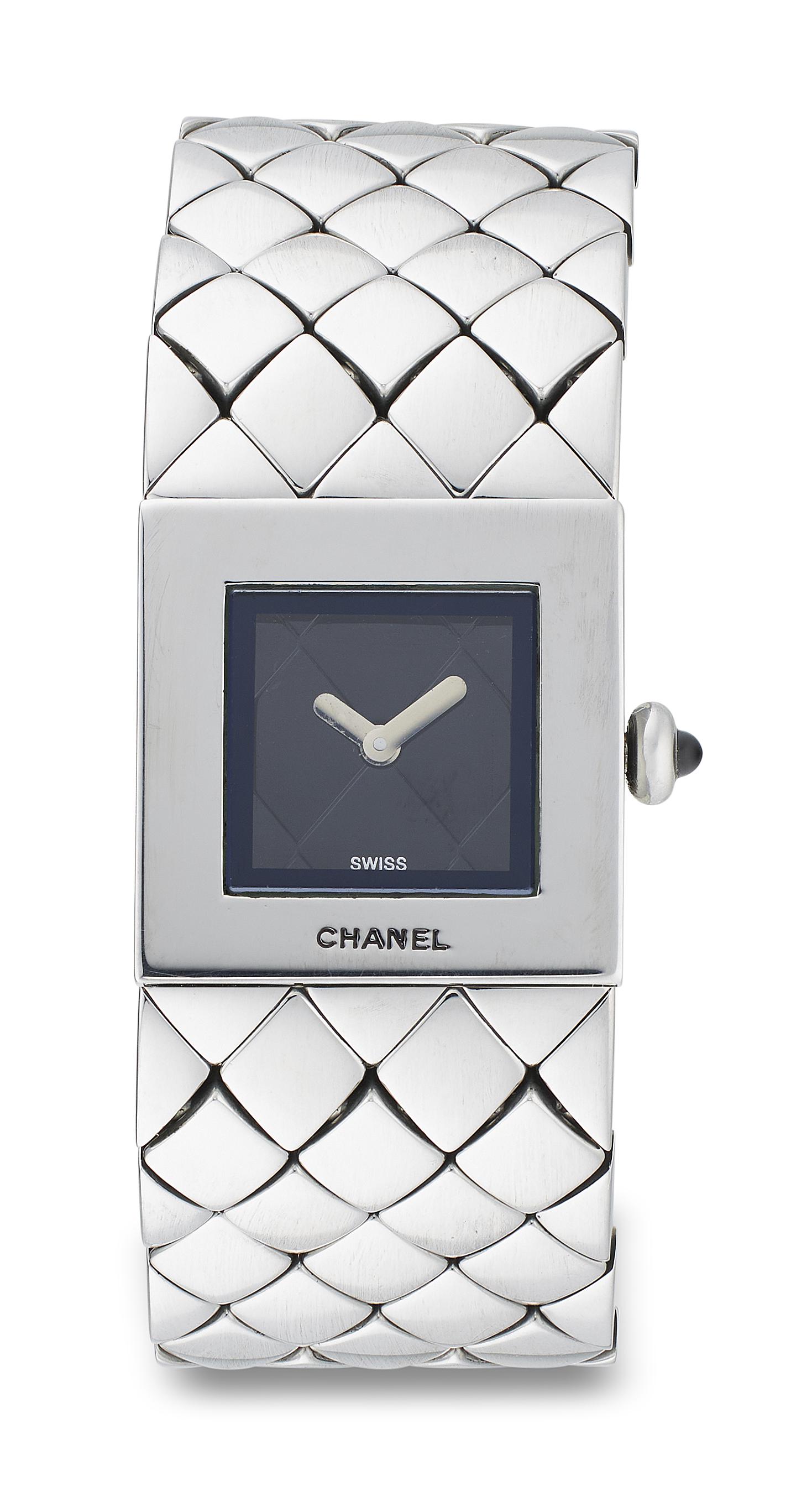 CHANEL QUILTED MADEMOISELLE STAINLESS STEEL WATCH 1990s (1 of 1)