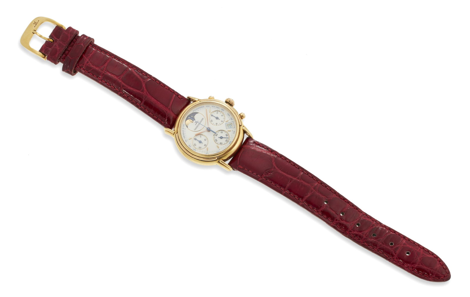 JAEGER-LECOULTRE ODYSSEUS 18KT YELLOW GOLD WATCH Approx. 25.22 total dwt.: JAEGER-LECOULTRE ODYSSEUS 18KT YELLOW GOLD WATCH Approx. 25.22 total dwt. (No Reserve*) Quartz movement. Sapphire crystal. Round 35.0mm case. Marked #0822, 167 7 30. Leather strap with 18kt yellow gol