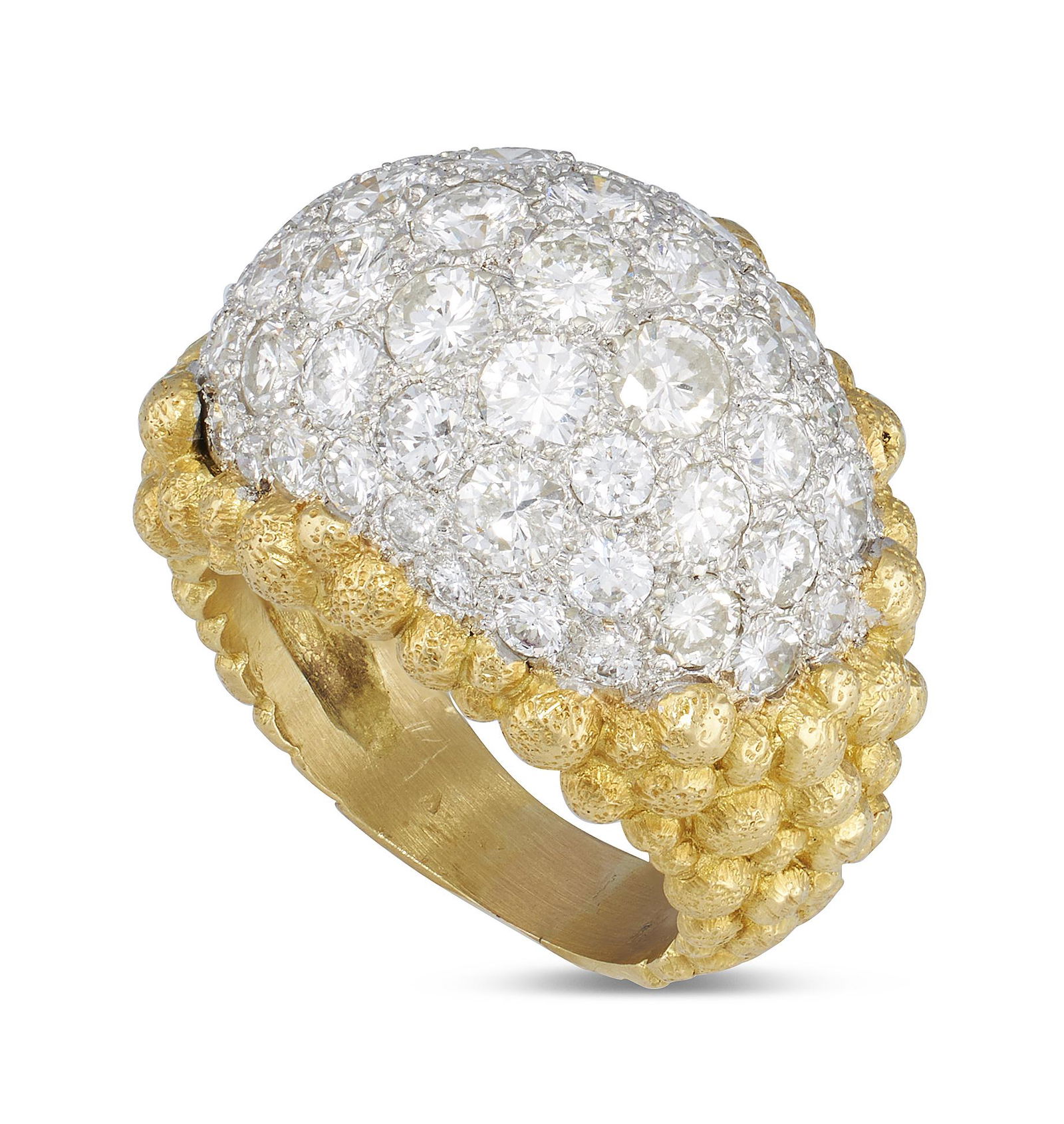 18KT WHITE AND YELLOW GOLD AND DIAMOND DOME RING Approx. 11.41 total dwt. (1 of 1)