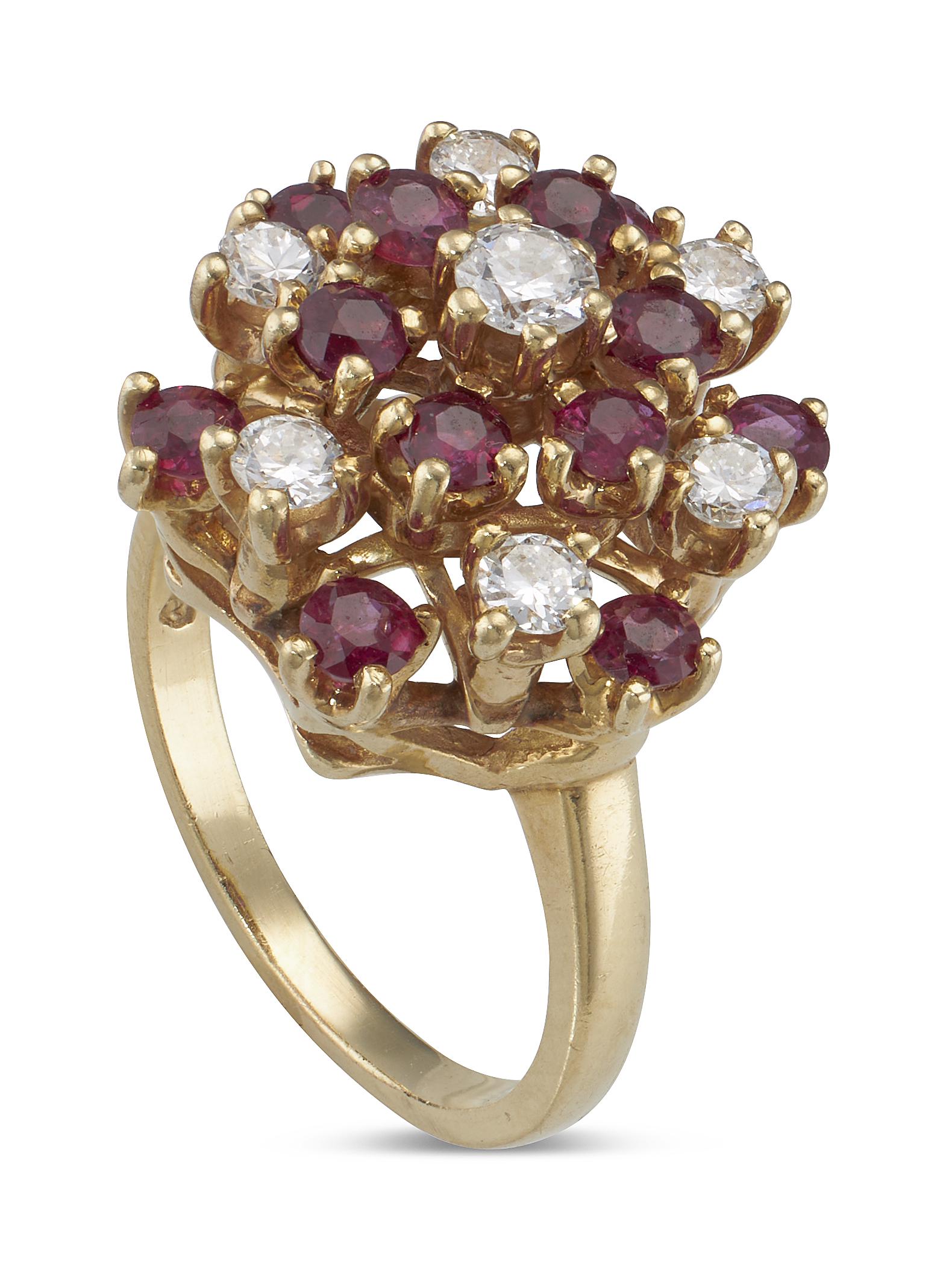 14KT YELLOW GOLD, DIAMOND AND RUBY RING Approx. 4.36 total dwt. (1 of 1)
