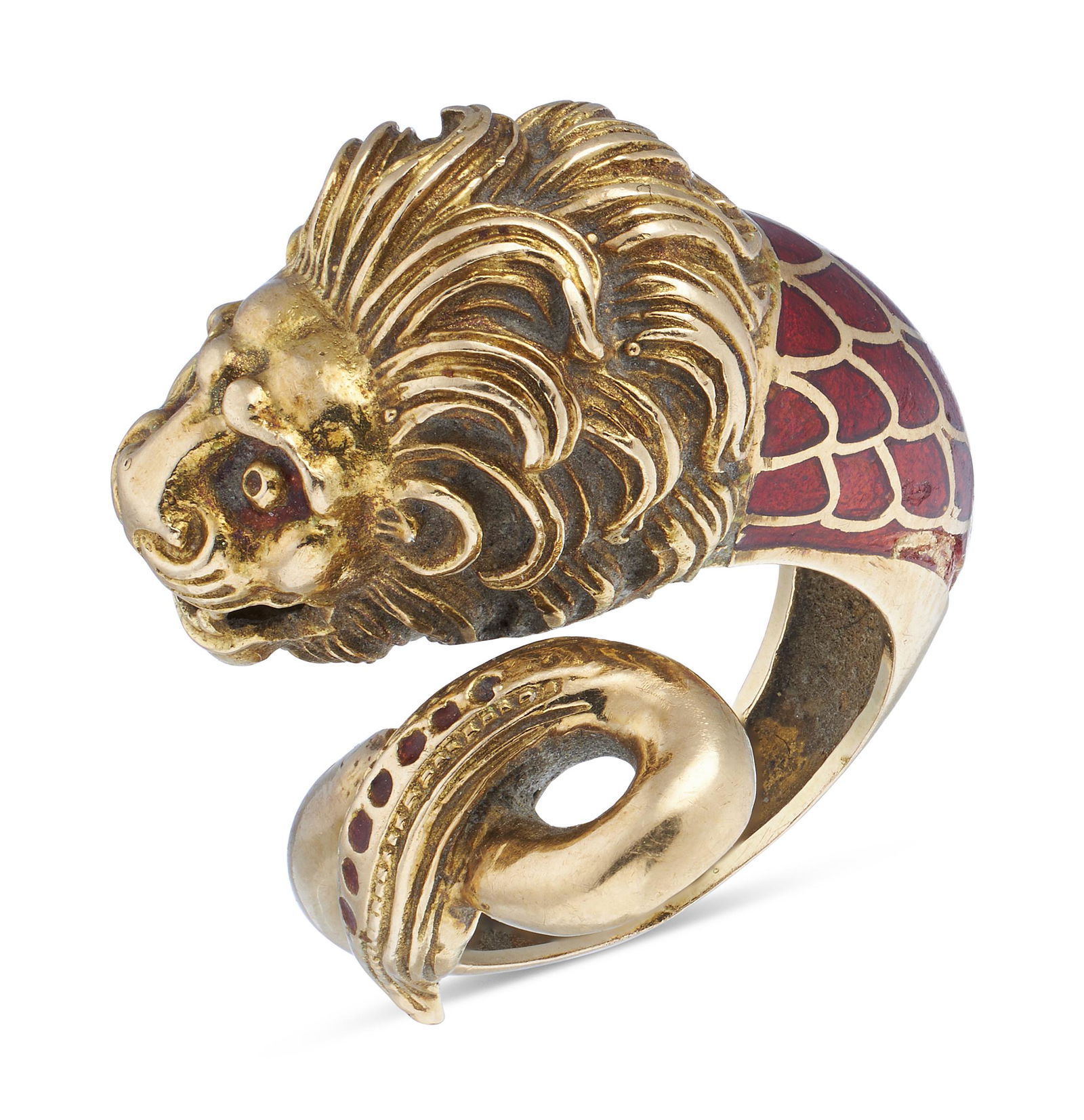 18KT YELLOW GOLD AND ENAMEL DRAGON RING Approx. 7.59 total dwt. (1 of 1)