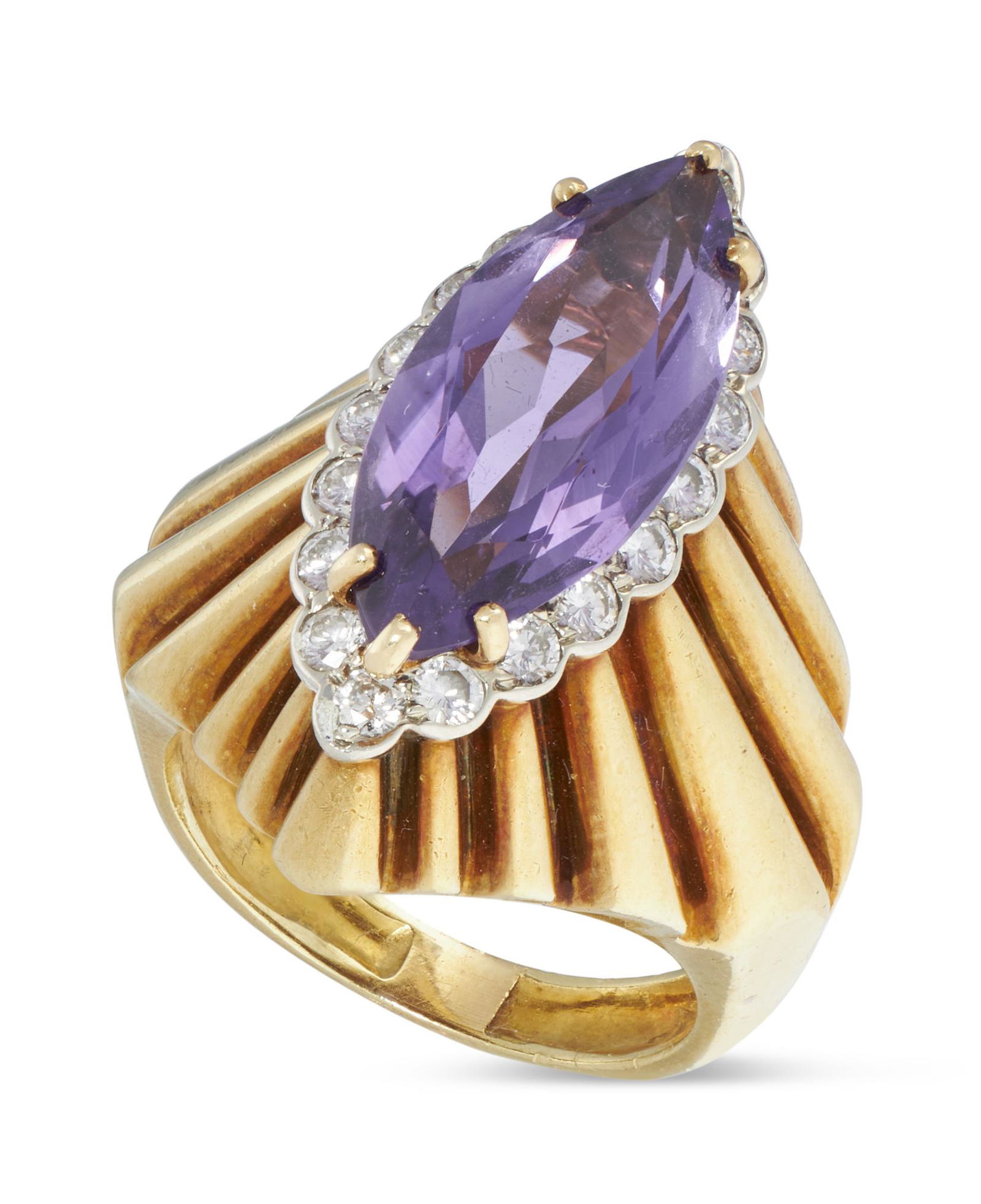 18KT GOLD, DIAMOND AND AMETHYST RING Approx. 11.46 total dwt. (1 of 1)