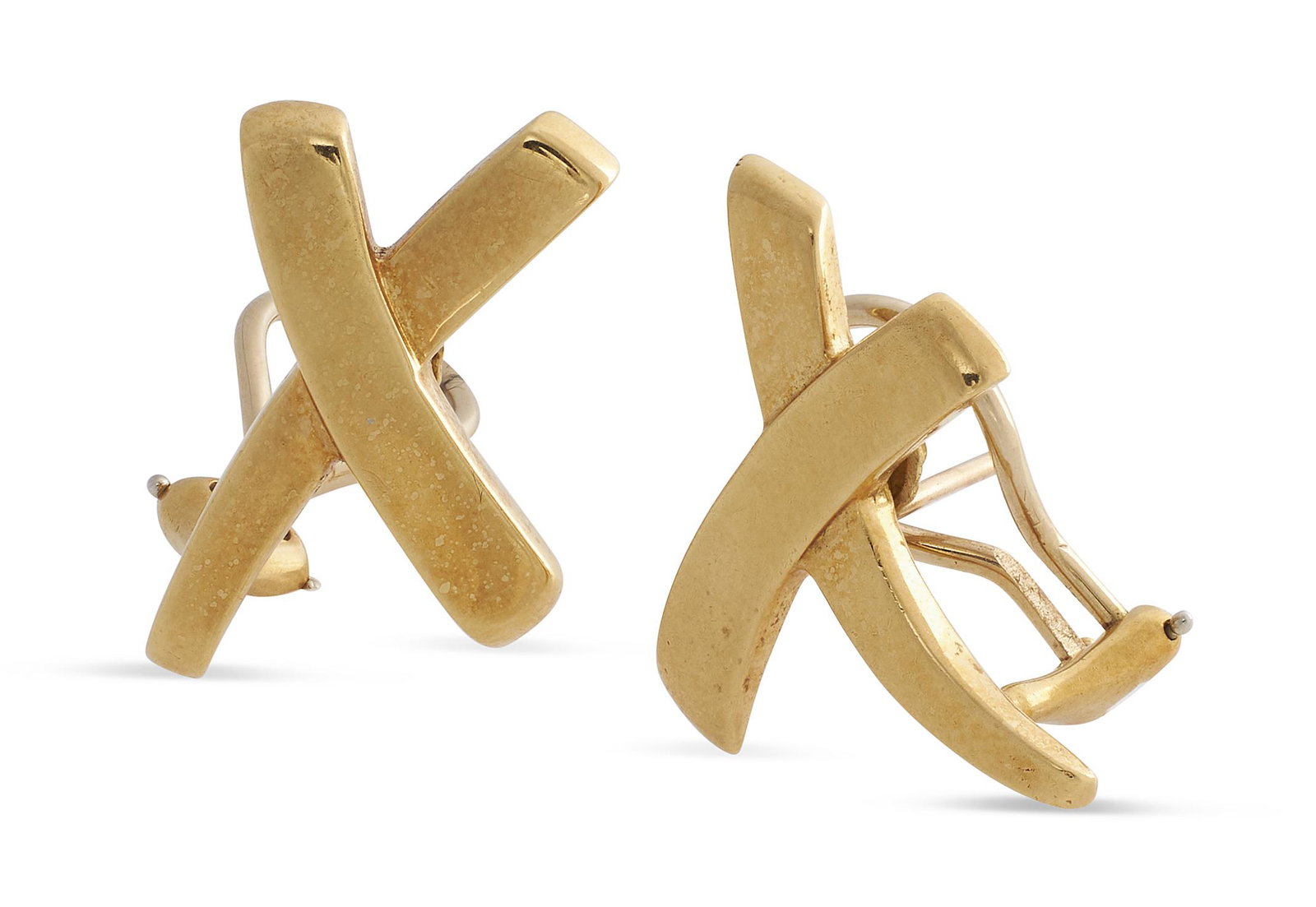 PAIR OF TIFFANY & CO. PALOMA PICASSO GRAFFITI X 18KT YELLOW GOLD EARRINGS Approx. 7.17 total dwt.: PAIR OF TIFFANY & CO. PALOMA PICASSO GRAFFITI X 18KT YELLOW GOLD EARRINGS Approx. 7.17 total dwt. (No Reserve*) Approx. 7.17 total dwt. (* To be sold with no reserve above starting bid).