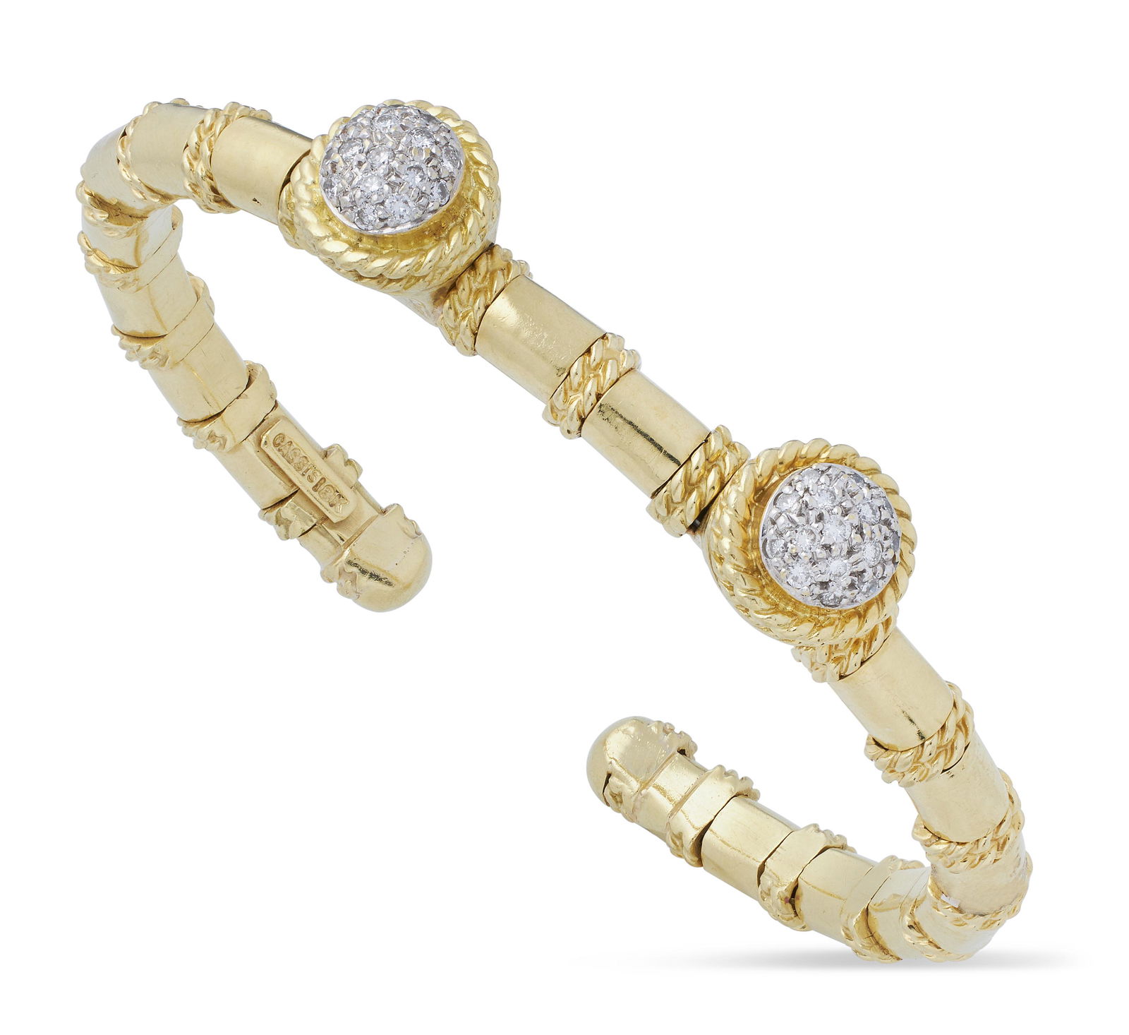 CASSIS 18KT YELLOW GOLD AND DIAMOND BANGLE BRACELET Approx. 20.02 total dwt. (1 of 2)