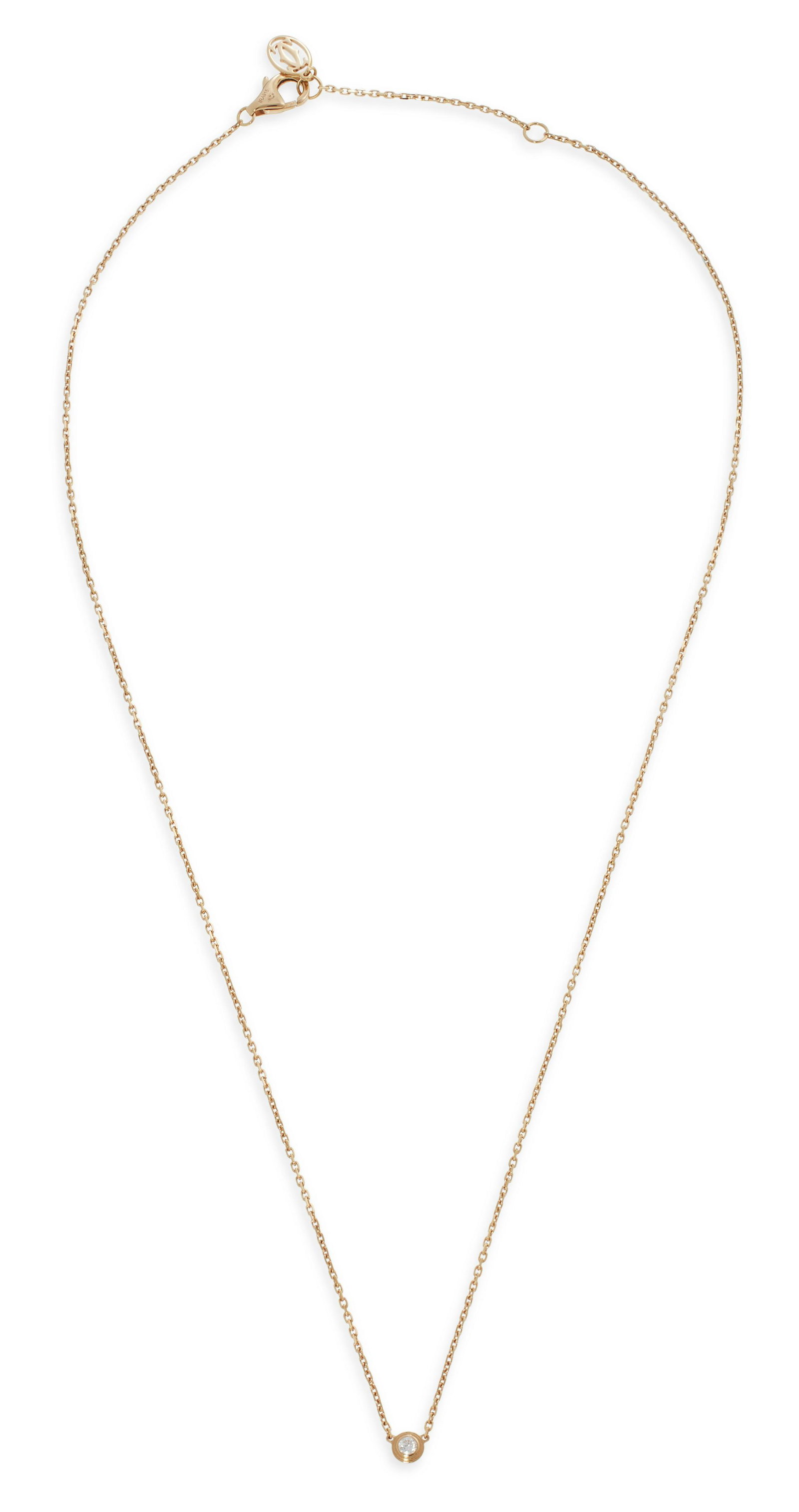 CARTIER D’AMOUR 18KT YELLOW GOLD AND DIAMOND NECKLACE Approx. 1.36 total dwt.: CARTIER D’AMOUR 18KT YELLOW GOLD AND DIAMOND NECKLACE (NO RESERVE*) Approx. 1.36 total dwt. (* To be sold with no reserve above starting bid). Approx. 0.04 carat diamond. 16 inch length.Approx. 