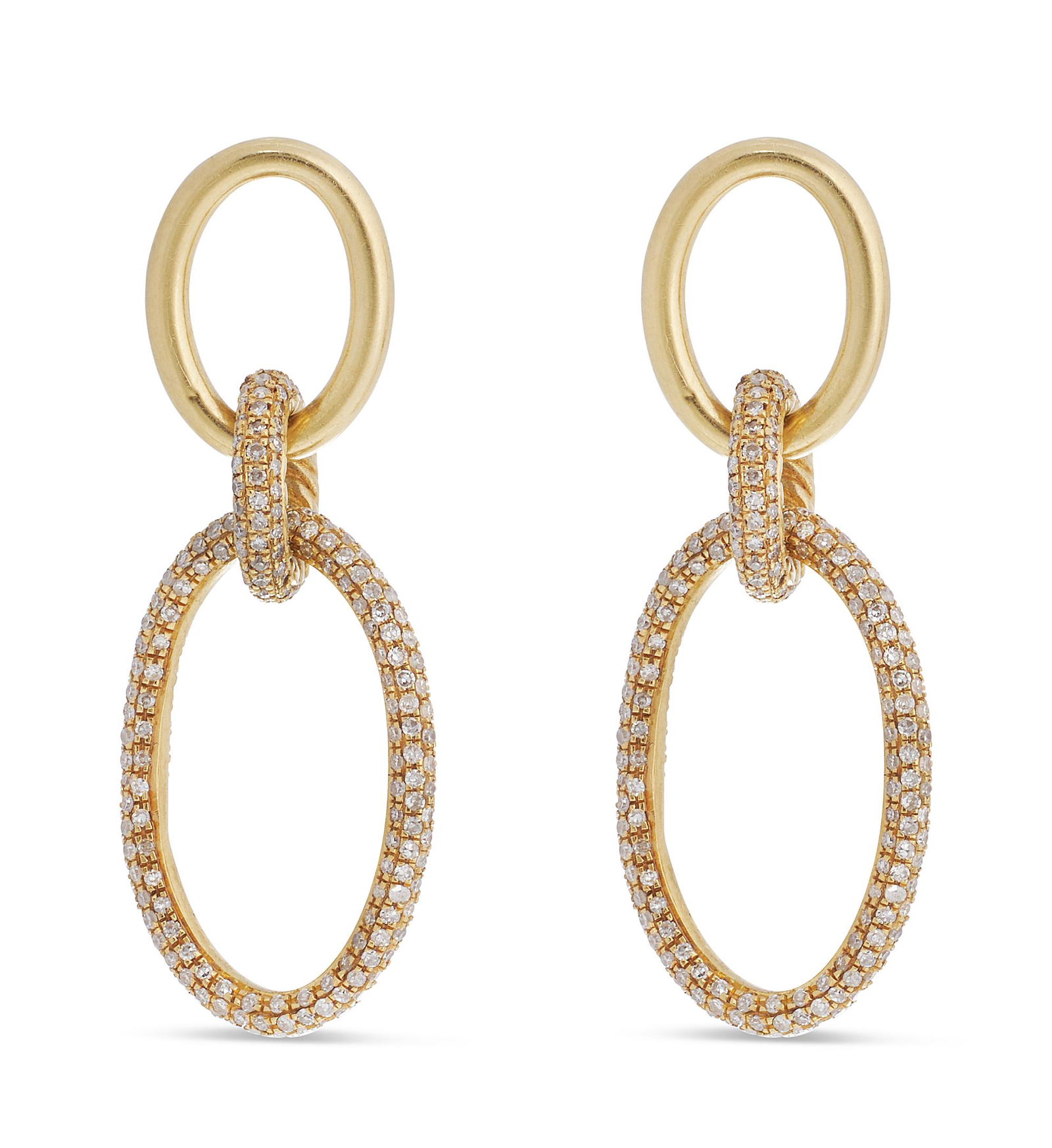 PAIR OF 14KT YELLOW GOLD AND DIAMOND TRIPLE-LOOP DANGLE EARRINGS Approx. 3.56 total dwt. (1 of 1)