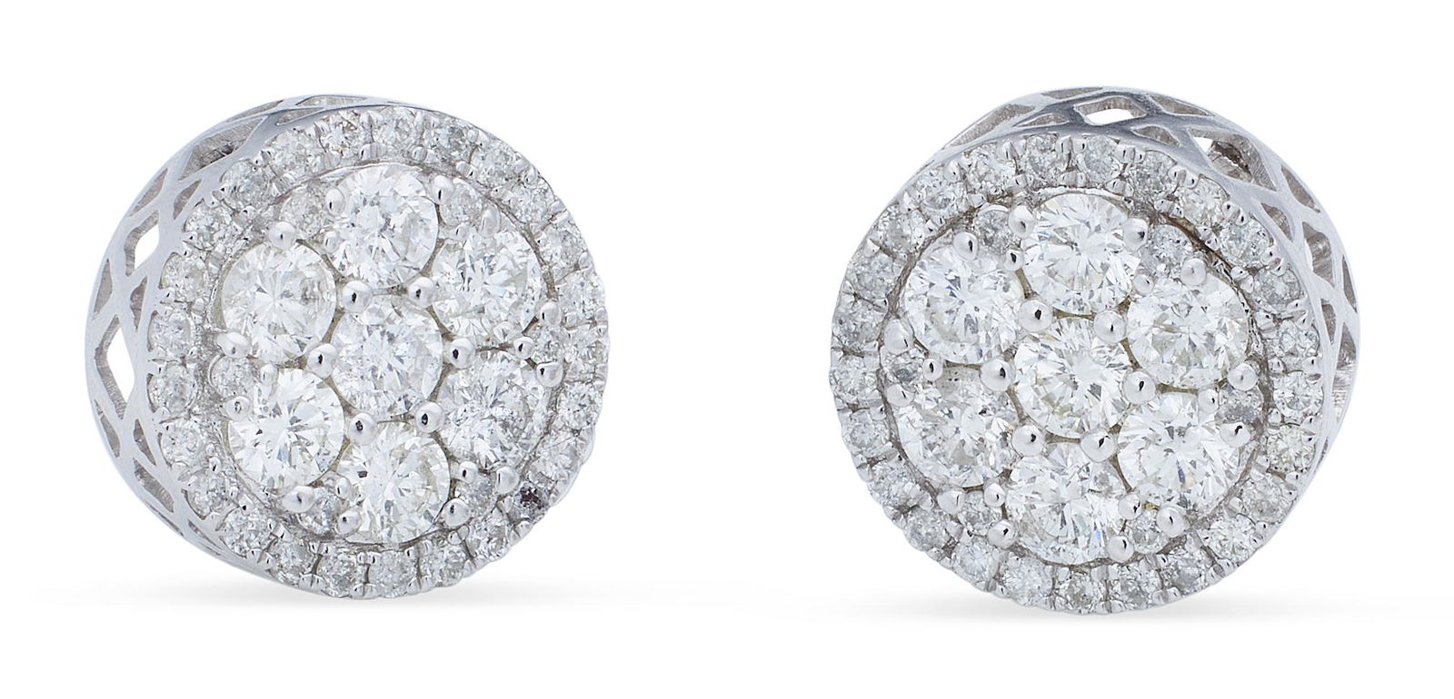 PAIR OF 14KT WHITE GOLD AND DIAMOND CLUSTER EARRINGS Approx. 2.79 total dwt. (1 of 1)