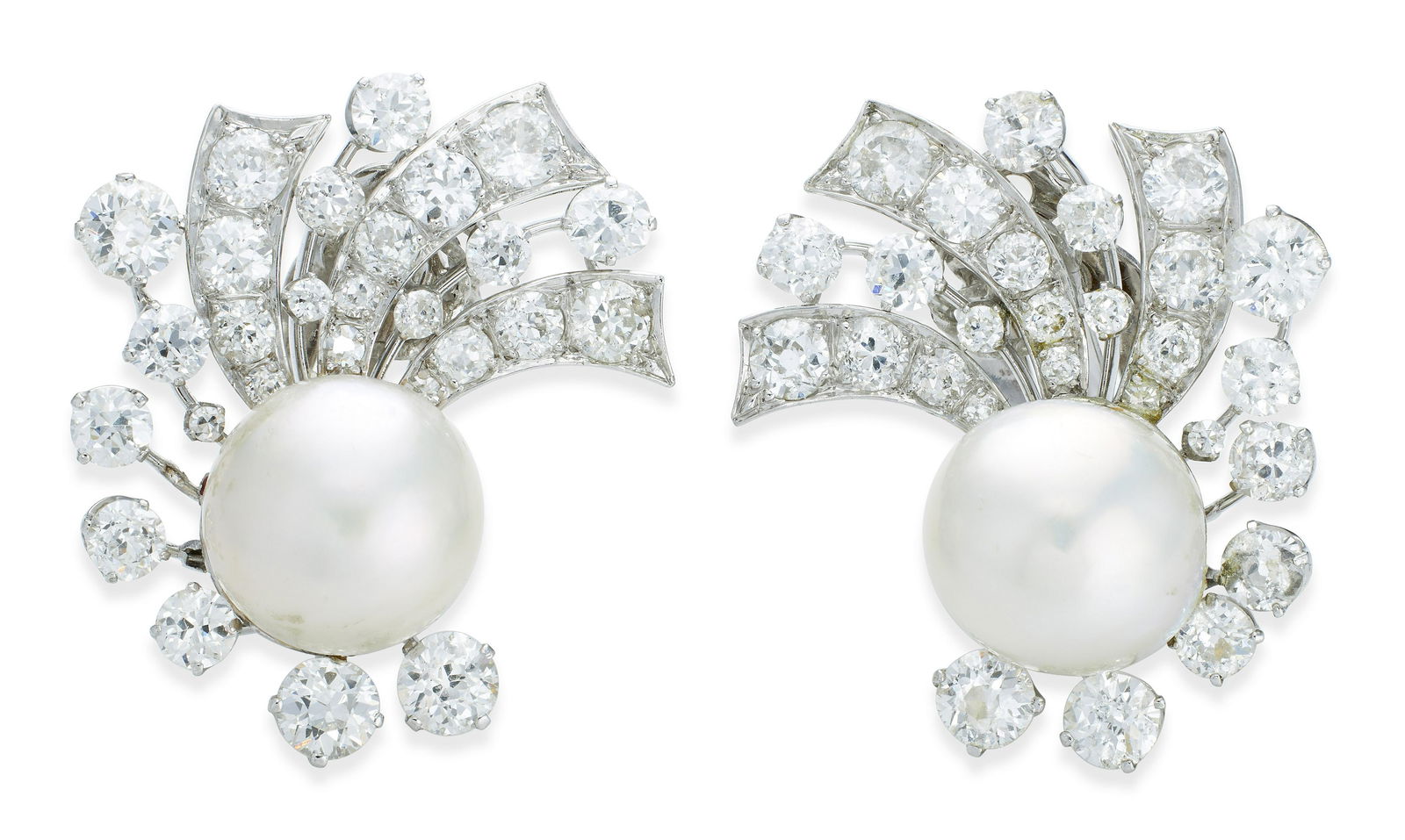 PAIR OF 14KT WHITE GOLD AND PEARL EAR CLIPS Approx. 15.89 total dwt. (1 of 1)