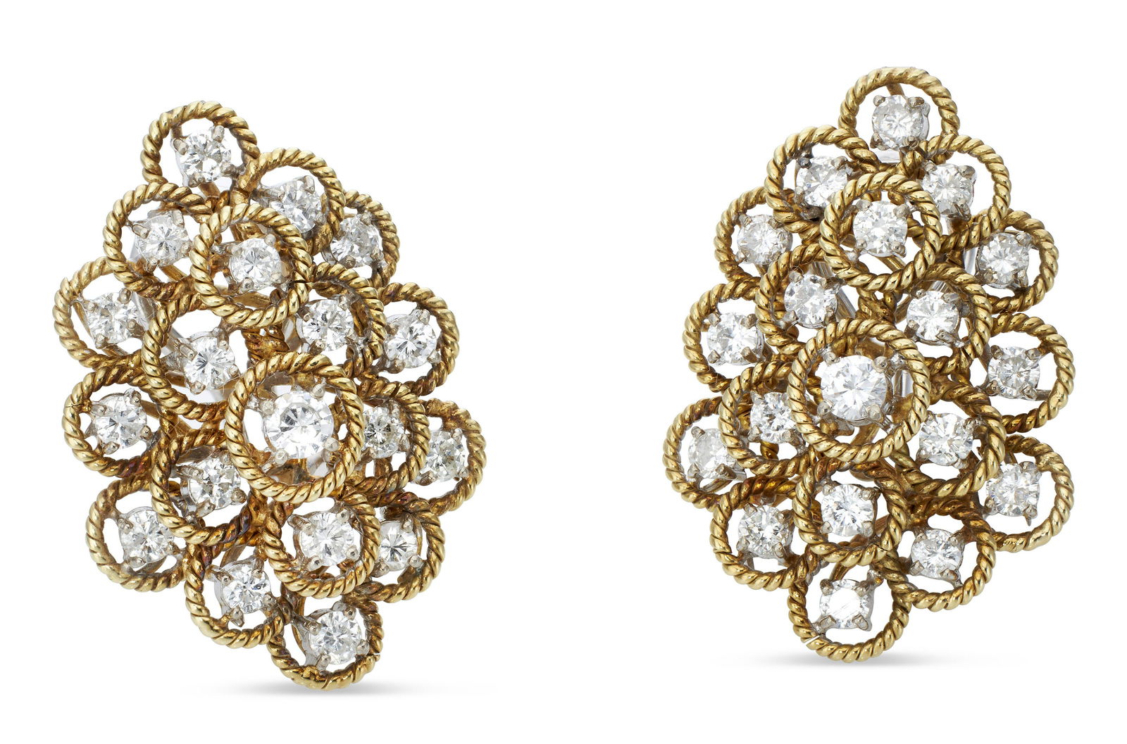 PAIR OF 14KT YELLOW GOLD AND DIAMOND EARRINGS Approx. 7.37 total dwt. (1 of 1)