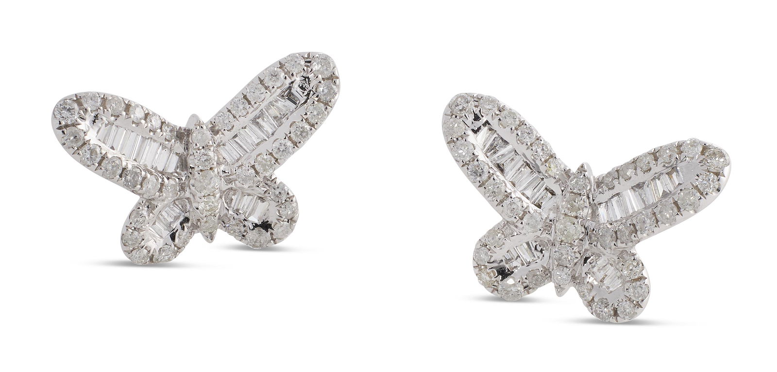 PAIR OF 14KT WHITE GOLD AND DIAMOND BUTTERFLY EARRINGS Approx. 3.09 total dwt. (1 of 1)