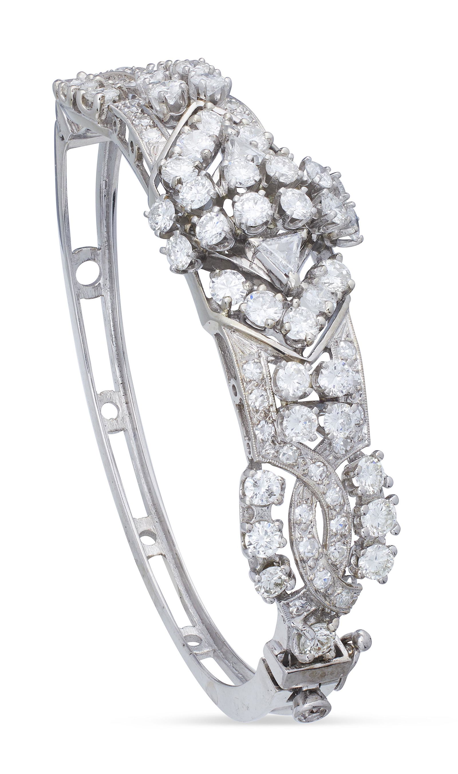 14KT WHITE GOLD AND DIAMOND BANGLE BRACELET Approx. 16.75 total dwt. (1 of 1)