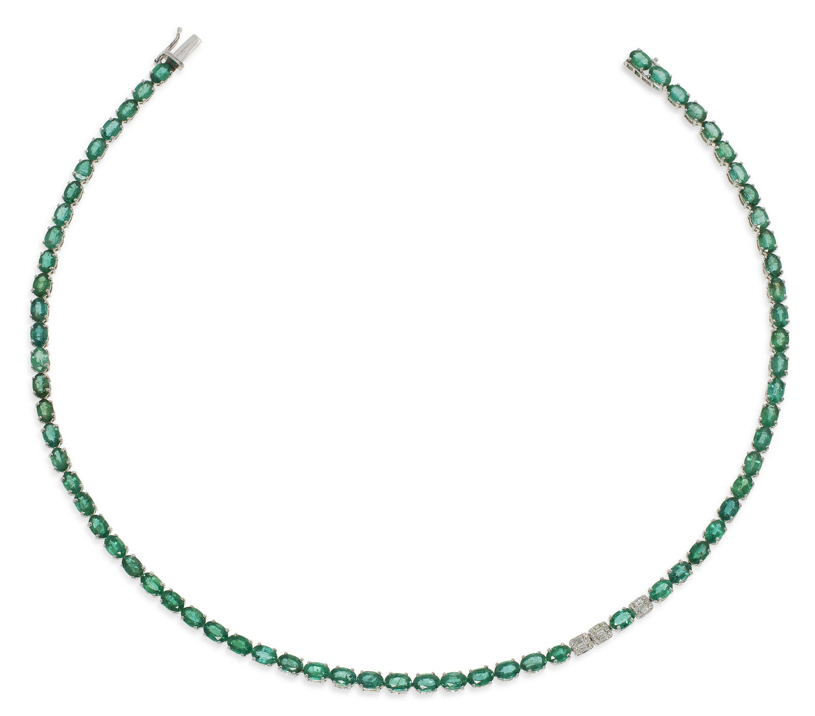 14KT WHITE GOLD, EMERALD AND DIAMOND CHOKER Approx. 16.70 total dwt. (1 of 1)