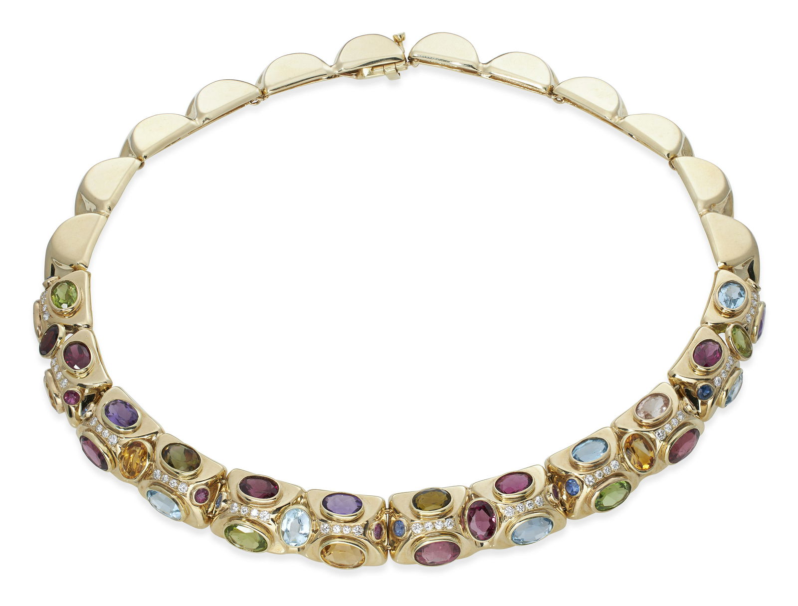 14KT YELLOW GOLD, DIAMOND AND MULTI-STONE CHOKER Approx. 54.95 total dwt. (1 of 1)
