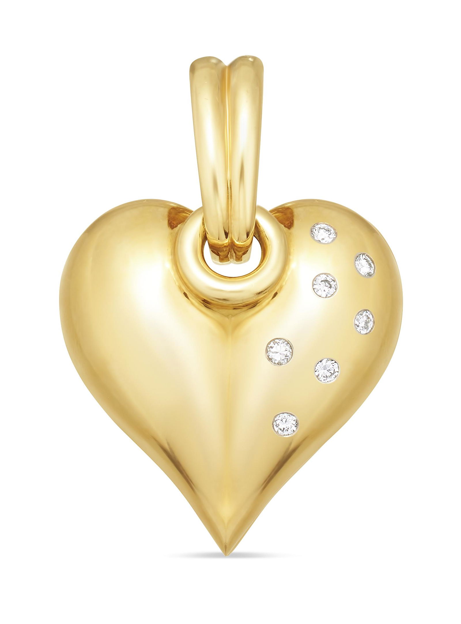 18KT YELLOW GOLD AND DIAMOND HEART-SHAPED PENDANT SLIDE Approx. 9.95 total dwt. (1 of 1)