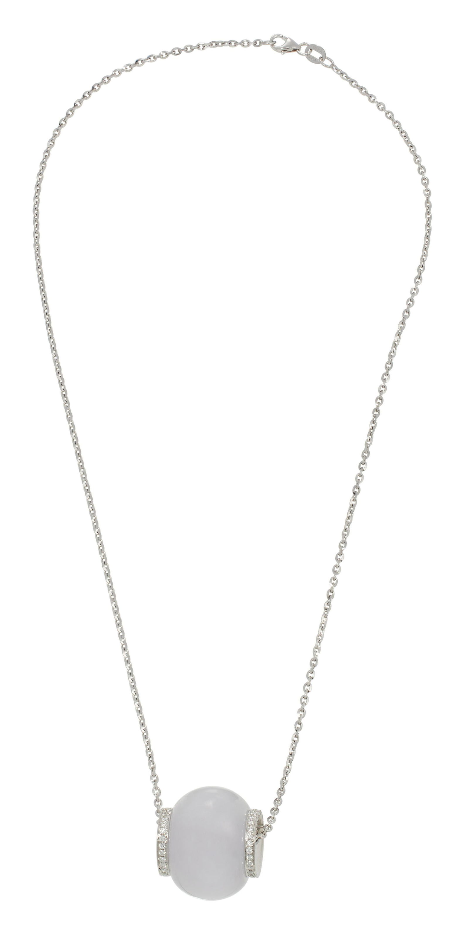 18KT WHITE GOLD, DIAMOND AND LAVENDER JADE PENDANT ON CHAIN Approx. 16.27 total dwt. (1 of 1)
