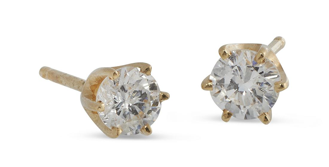 PAIR OF DIAMOND STUD 14KT YELLOW GOLD EARRINGS Approx. 0.4 dwt. (1 of 1)