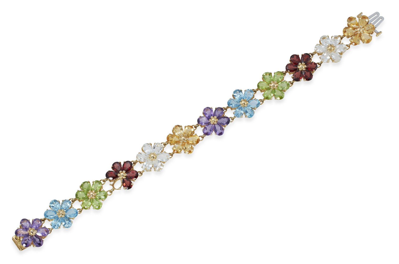 14KT GOLD AND SEMI-PRECIOUS STONE FLOWER BRACELET Approx. 10.83 dwt. (1 of 1)