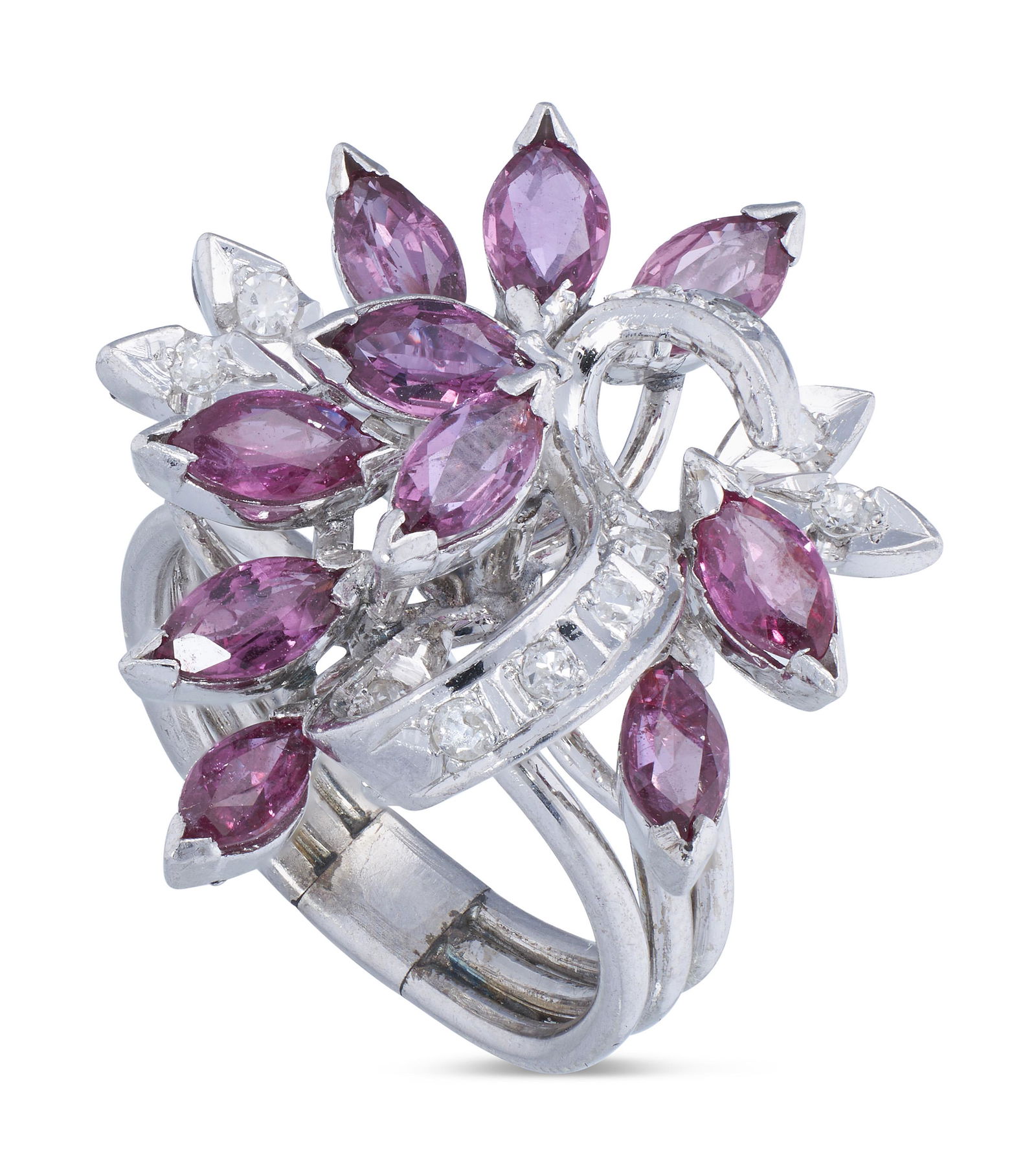 DIAMOND, RUBY AND 18KT WHITE GOLD RING Approx. 4.5 dwt. (1 of 1)