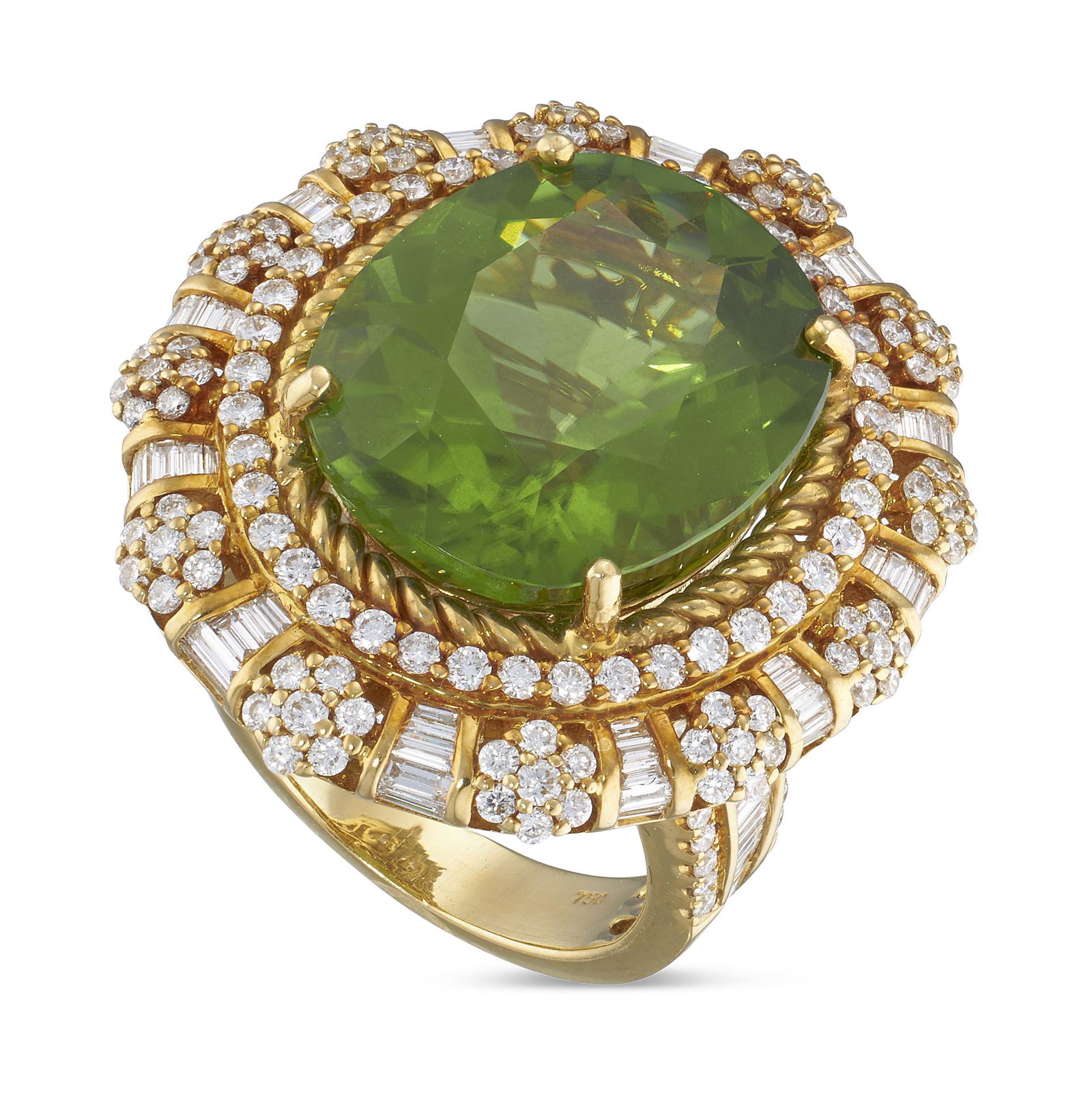 DIAMOND AND PERIDOT 18KT YELLOW GOLD RING Approx. 14.4 dwt. (1 of 1)