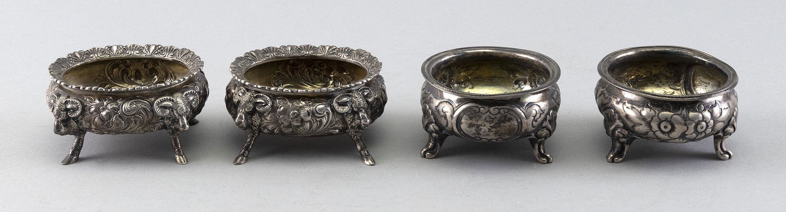TWO PAIRS OF SILVER OPEN SALTS 19th Century Approx. 11.2 troy oz. (1 of 1)