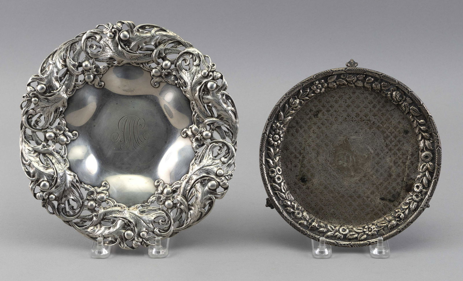TWO PIECES OF ORNATE STERLING SILVER 19th and 20th Century Approx. 25.2 troy oz. (1 of 2)