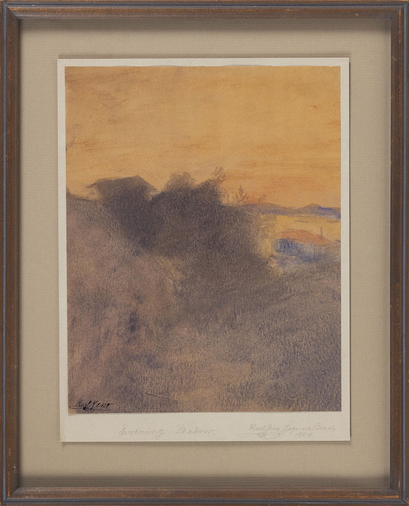 KARL JULIUS HEINRICH YENS (California/Germany, 1868-1945), "Evening Shadow. Laguna Beach, 1924"., (1 of 2)