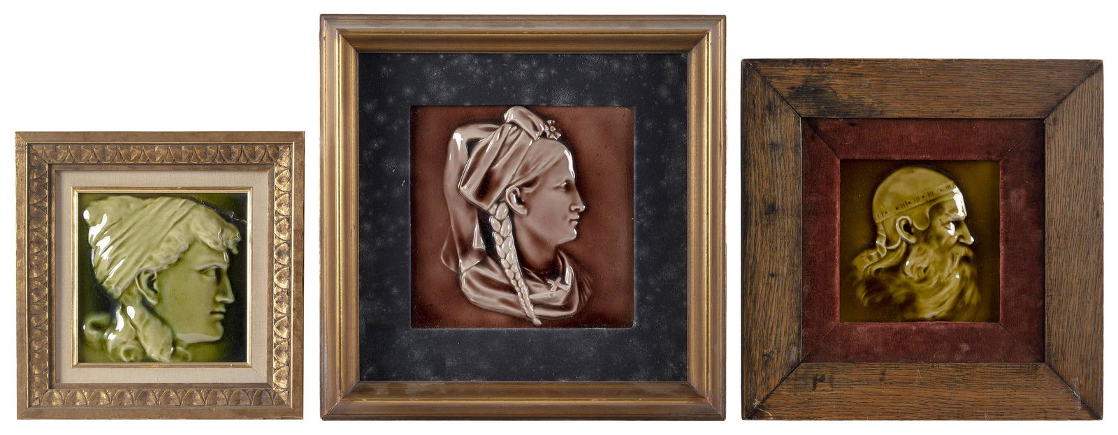 THREE PROFILE PORTRAIT TILES Late 19th/Early 20th Century (1 of 2)