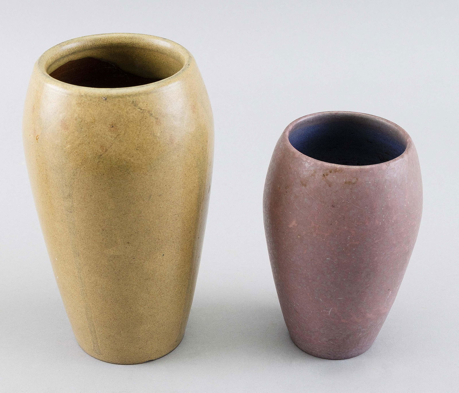 TWO MARBLEHEAD POTTERY VASES Early 20th Century Heights 5.5" and 7”. (1 of 2)