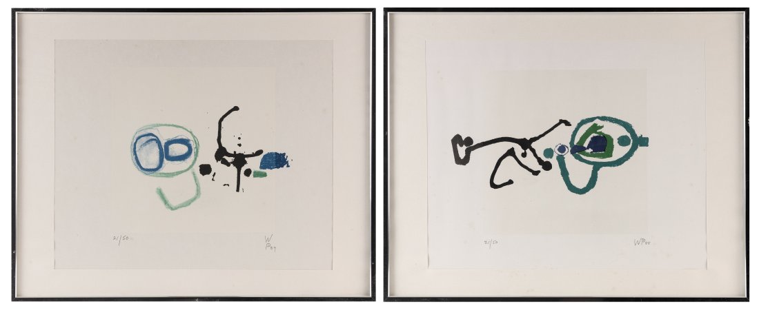 WENDY PASMORE (Ireland/England, 1915-2015), Two abstract color lithographs., 12.5” x (1 of 5)