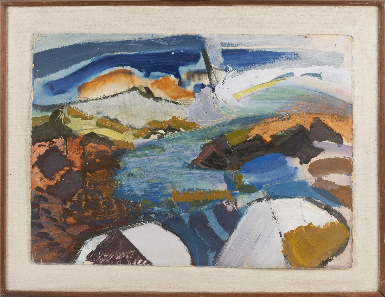 AMERICAN SCHOOL (Mid-20th Century,), “Study for Runes Rocks Maine #3”., Oil on paper, (1 of 2)